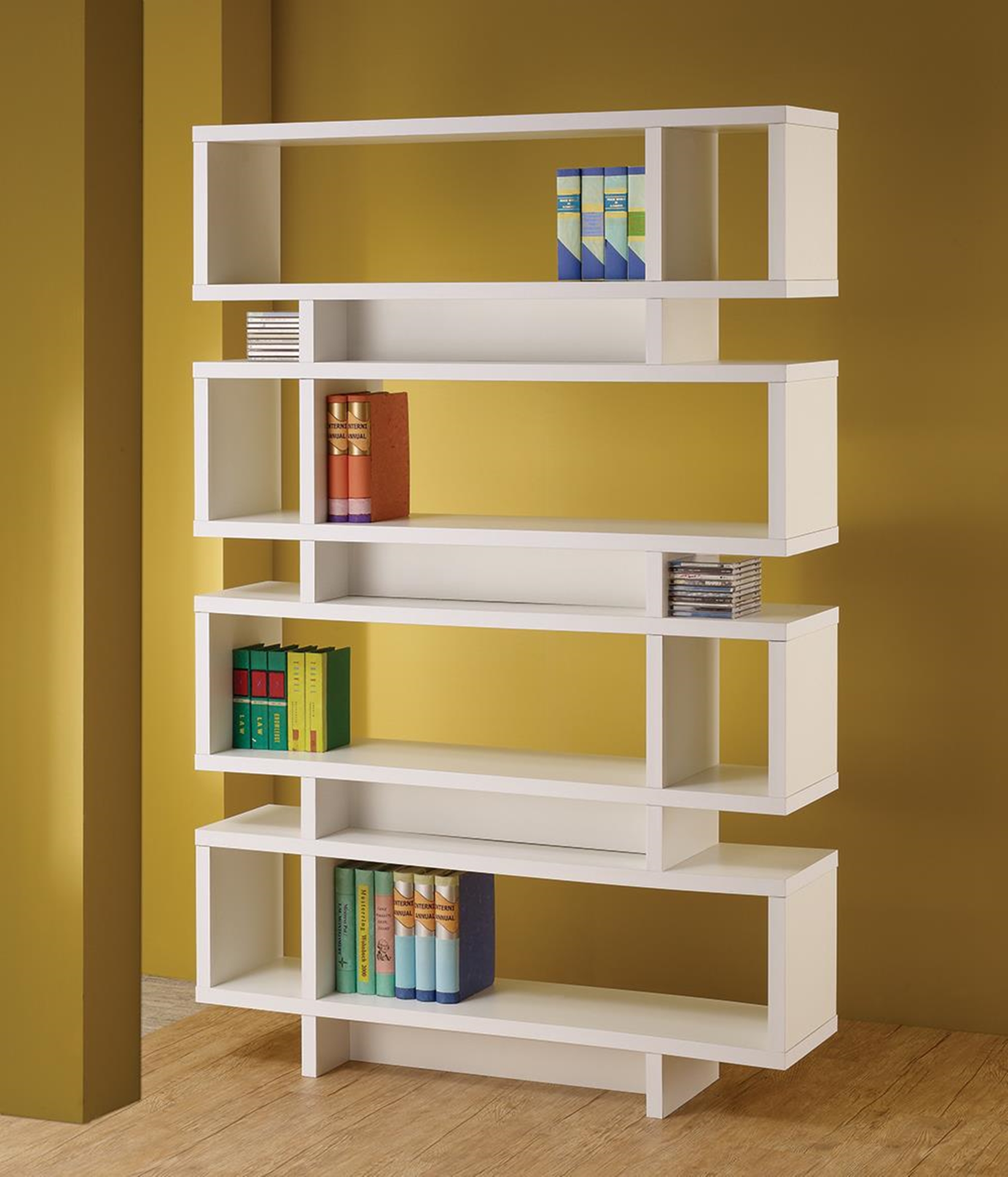 Contemporary White Bookcase - Click Image to Close