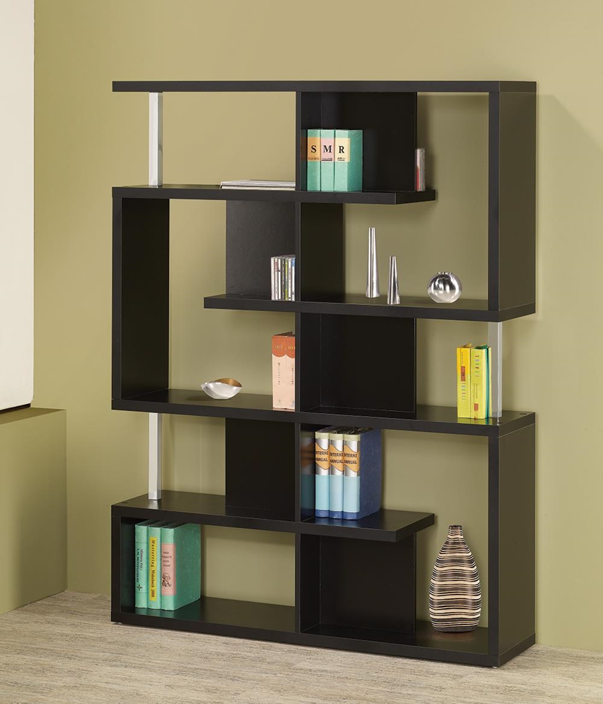 Transitional Black Bookcase - Click Image to Close