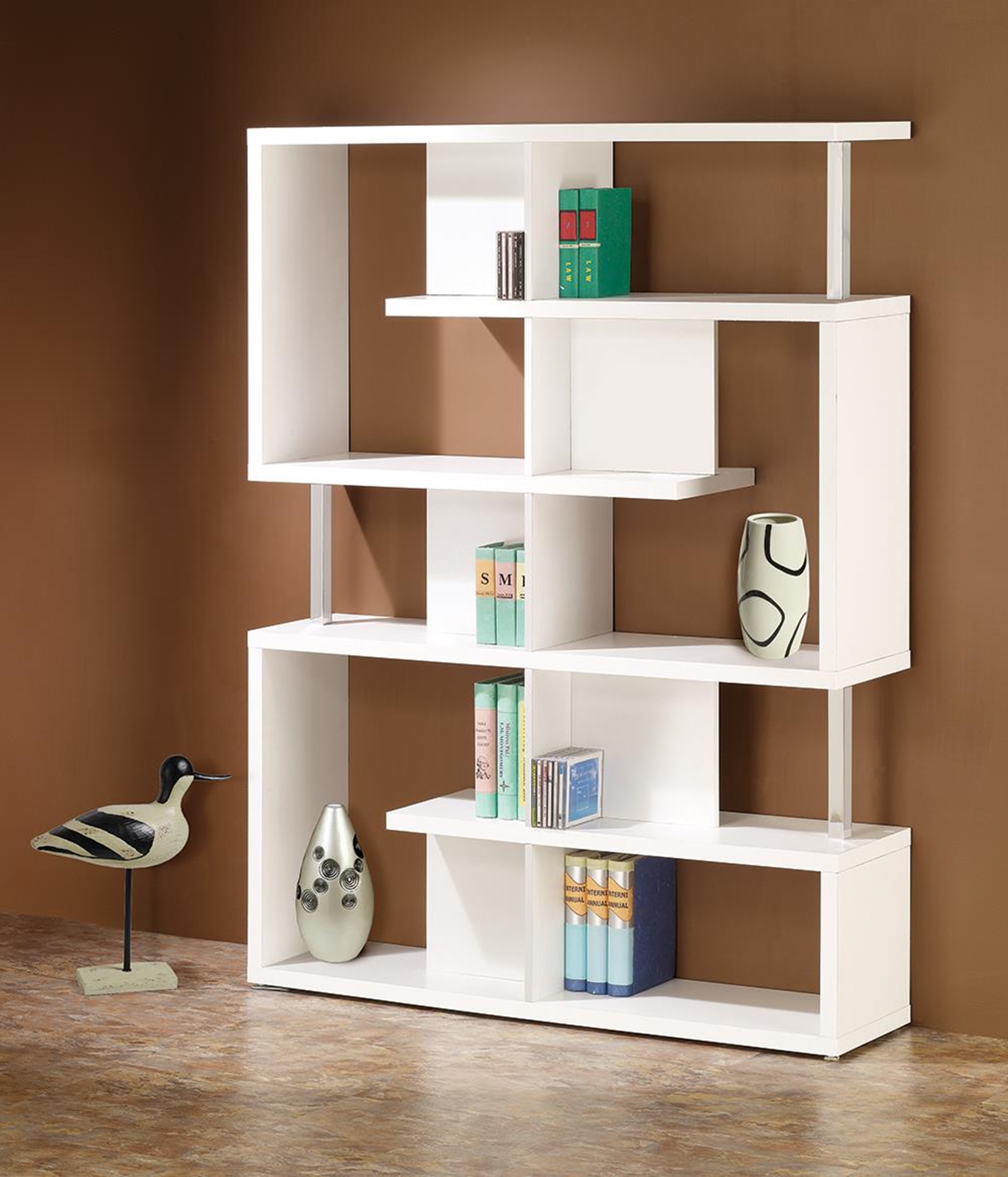 Transitional White Bookcase - Click Image to Close