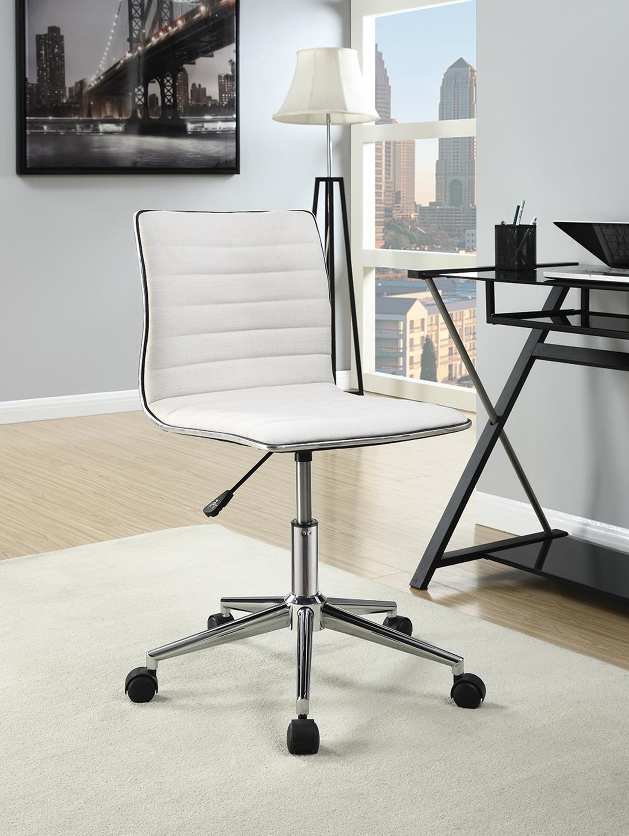 Modern White and Chrome Home Office Chair - Click Image to Close