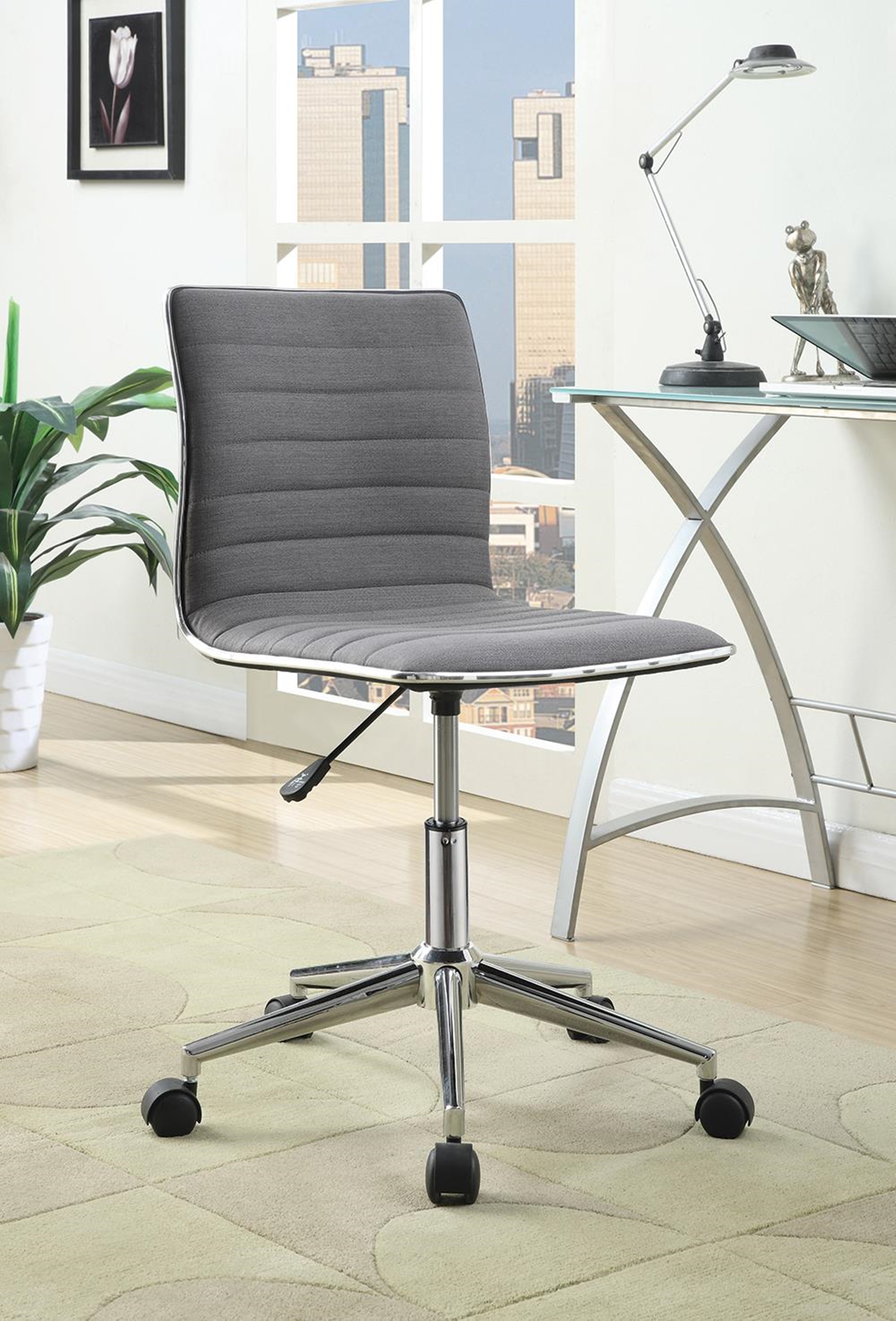 Modern Grey and Chrome Home Office Chair - Click Image to Close