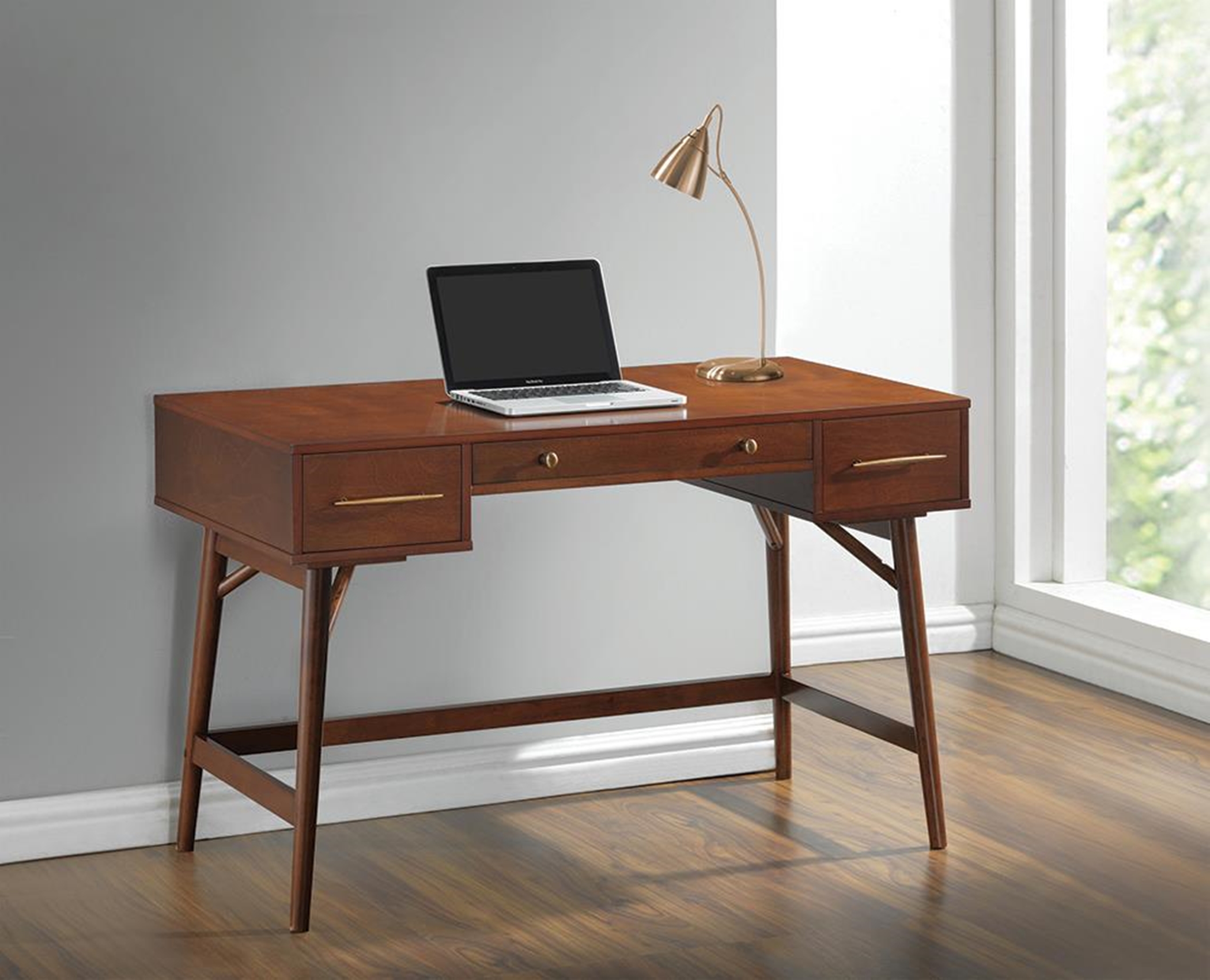 Transitional Walnut Writing Desk - Click Image to Close