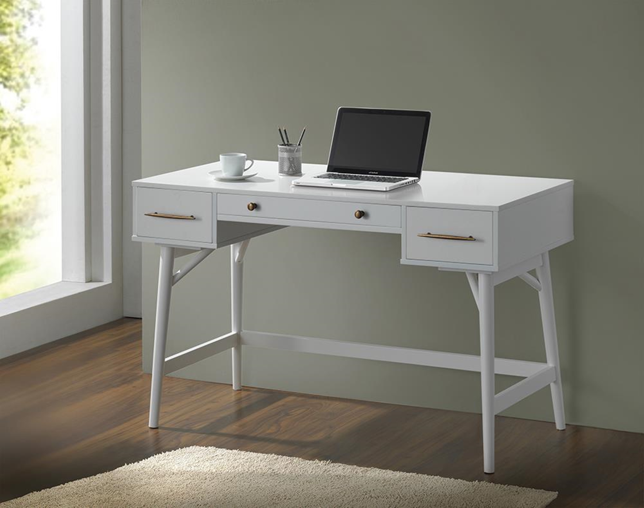 Transitional White Writing Desk - Click Image to Close