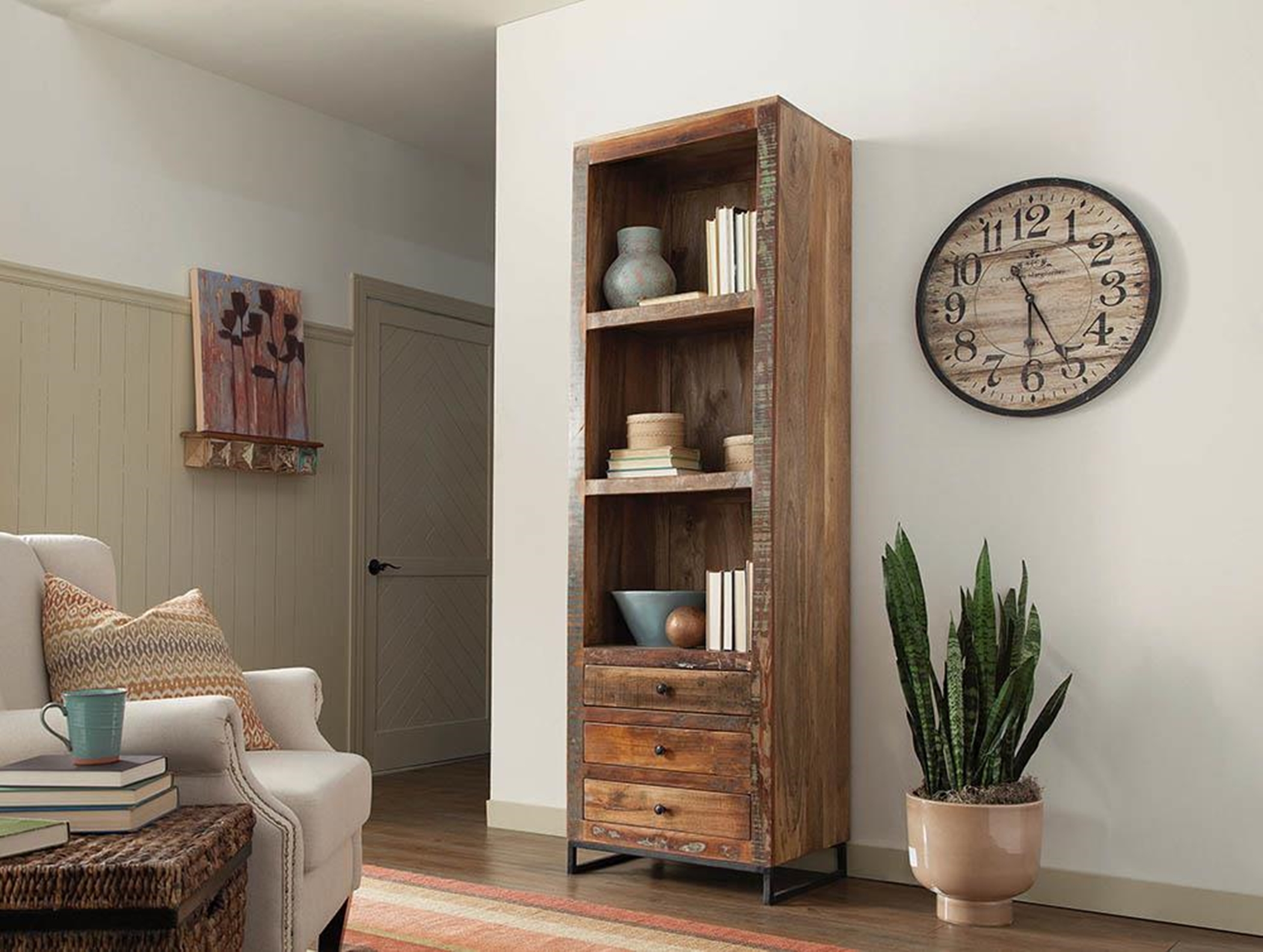Transitional Reclaimed Wood Bookcase - Click Image to Close