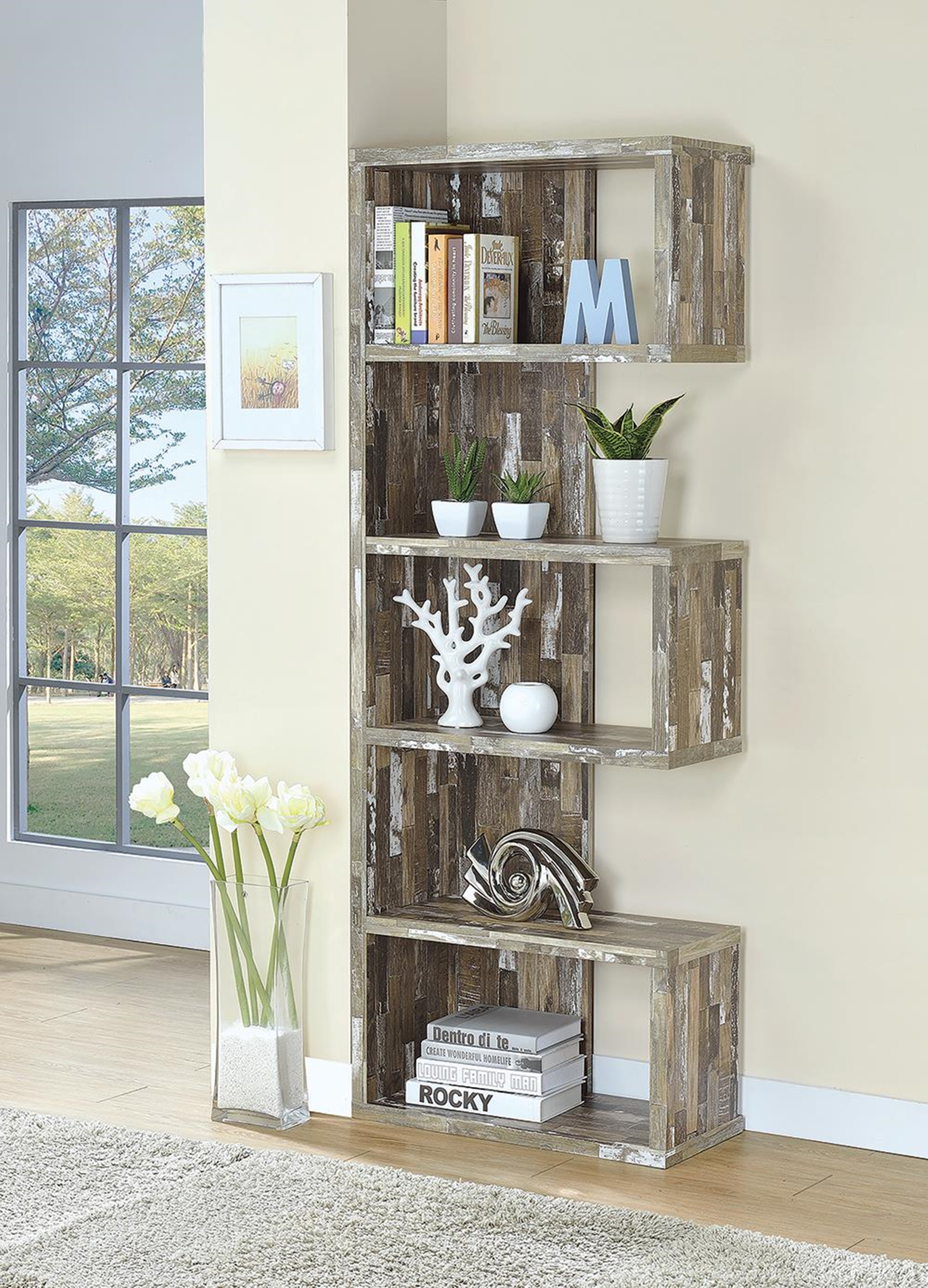 Rustic Salvaged Cabin Bookcase - Click Image to Close