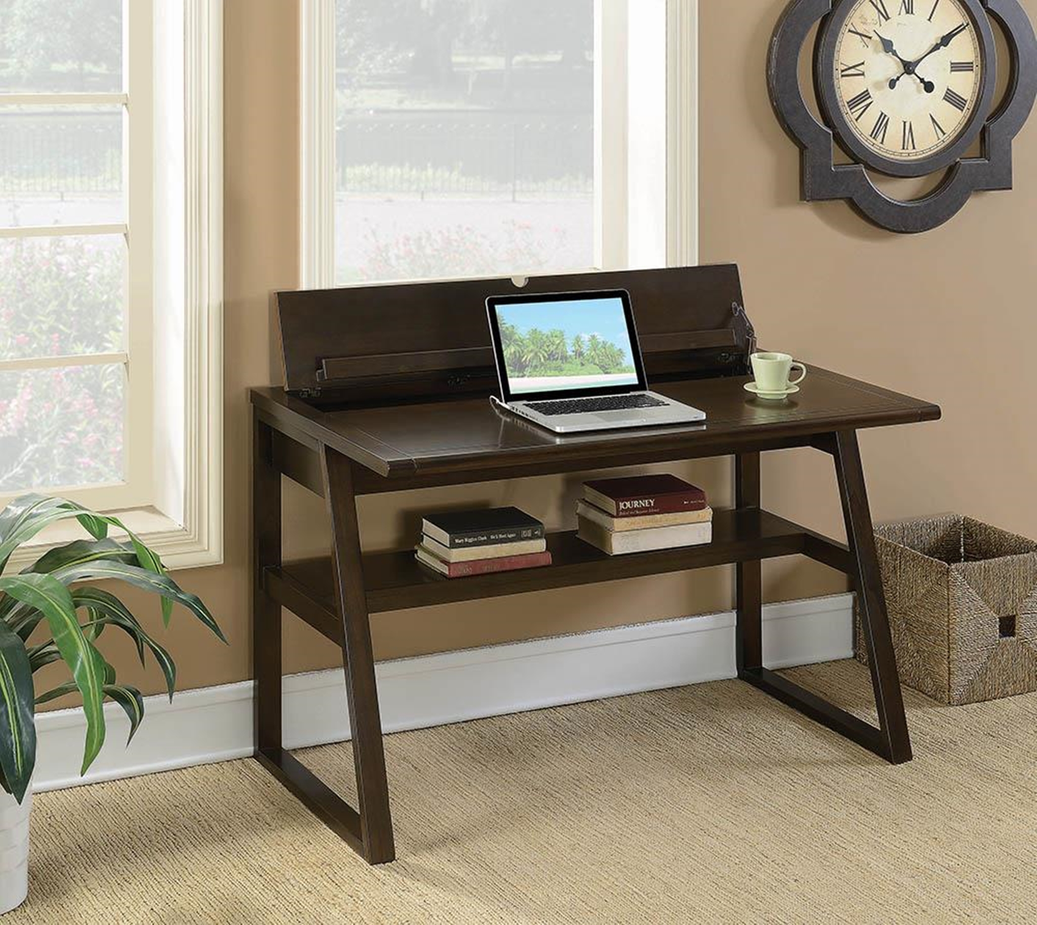 Chestnut Writing Desk With Power Outlet - Click Image to Close