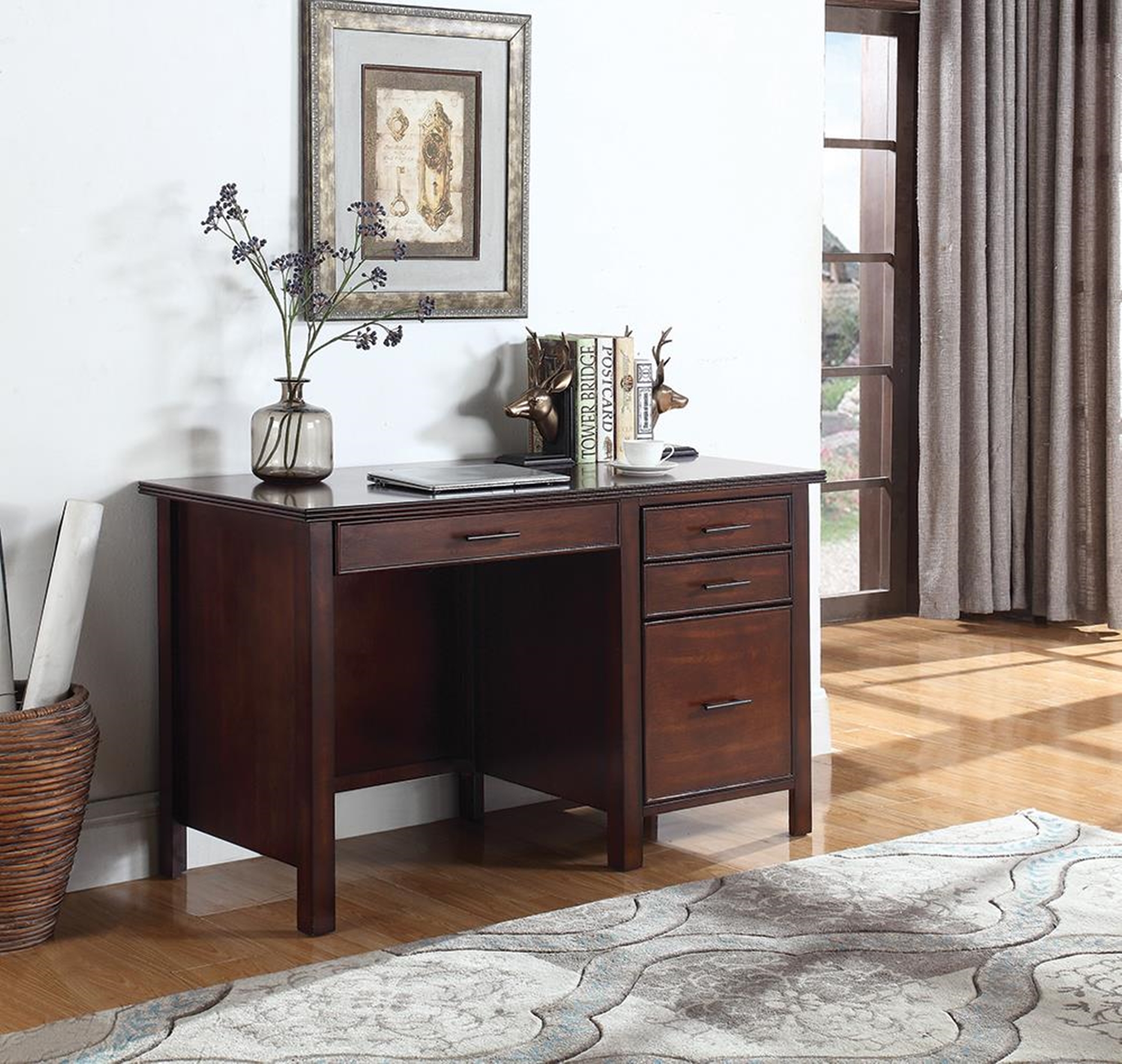 Traditional Red Brown Writing Desk - Click Image to Close