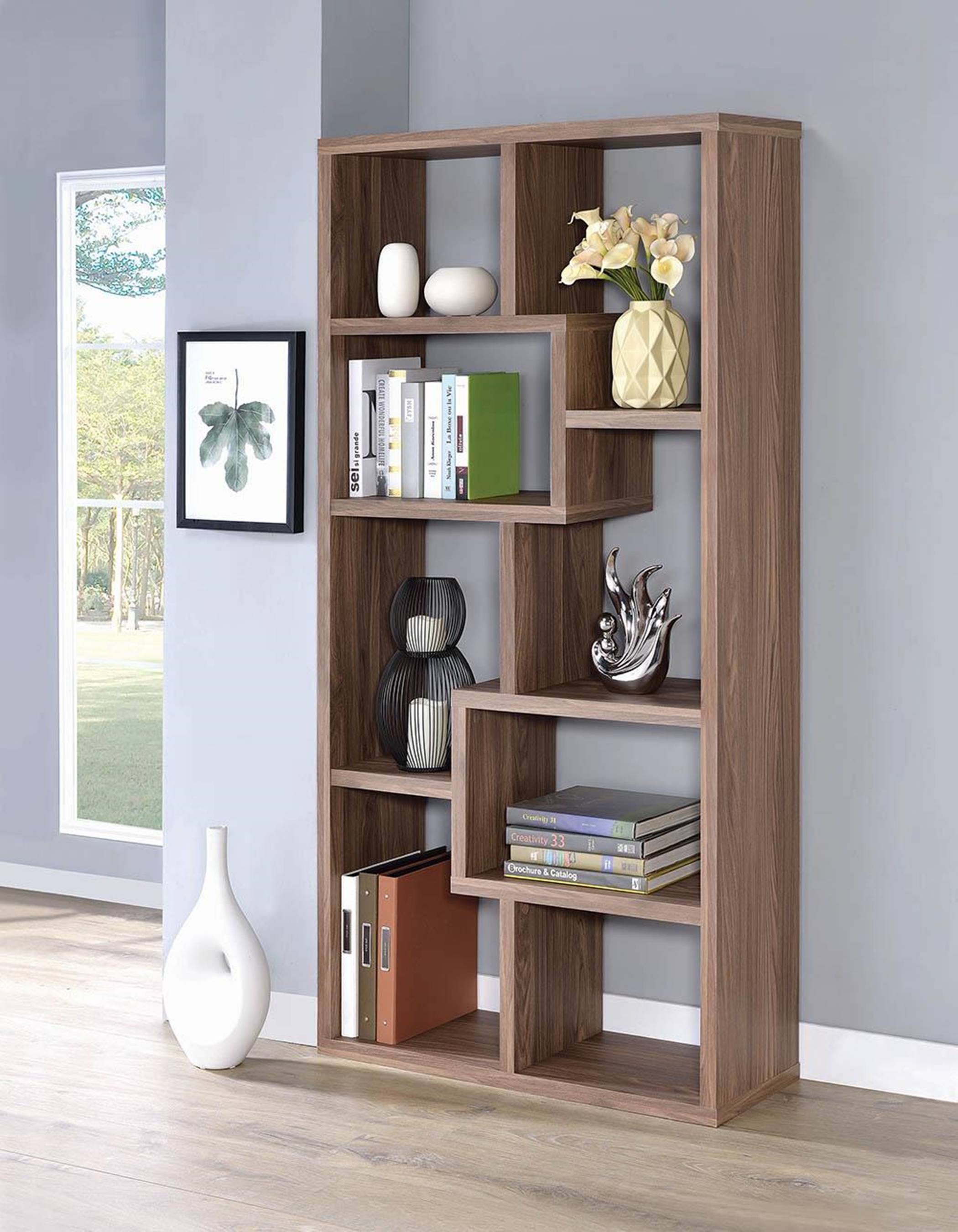 Transitional Elm Bookcase - Click Image to Close