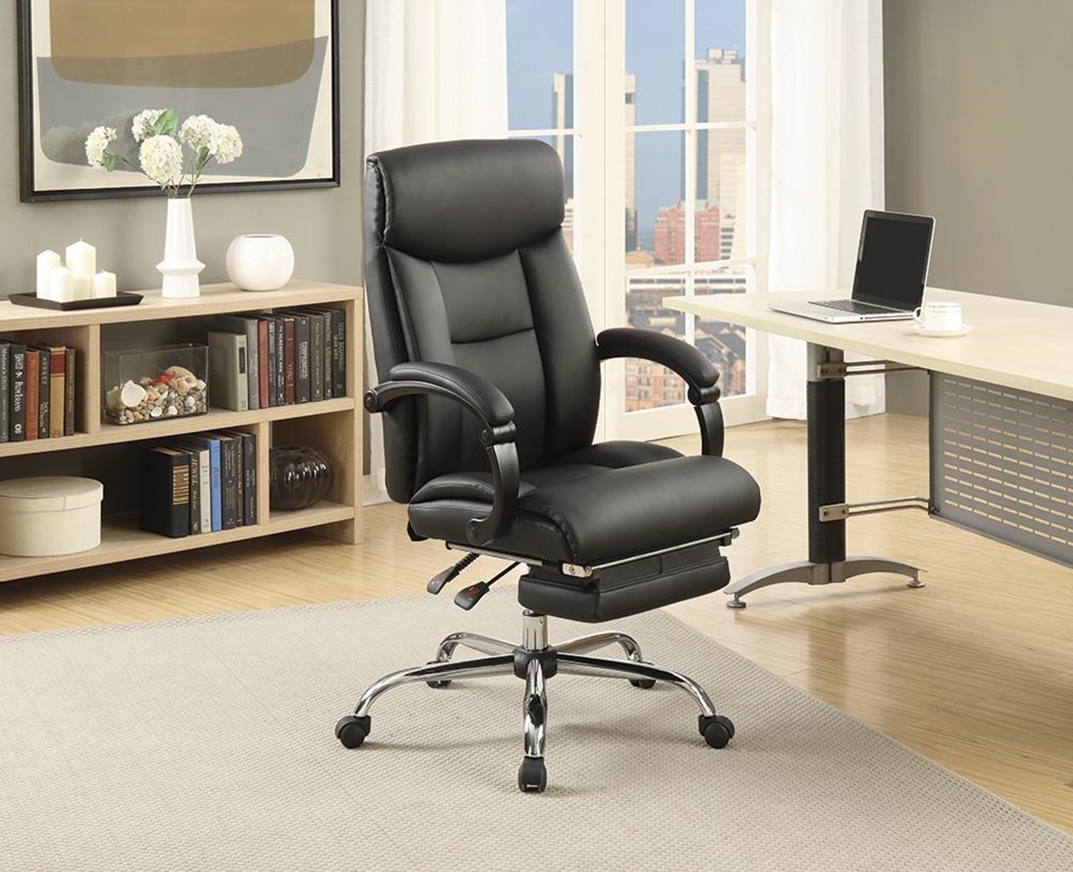 Transitional Chrome Office Chair - Click Image to Close