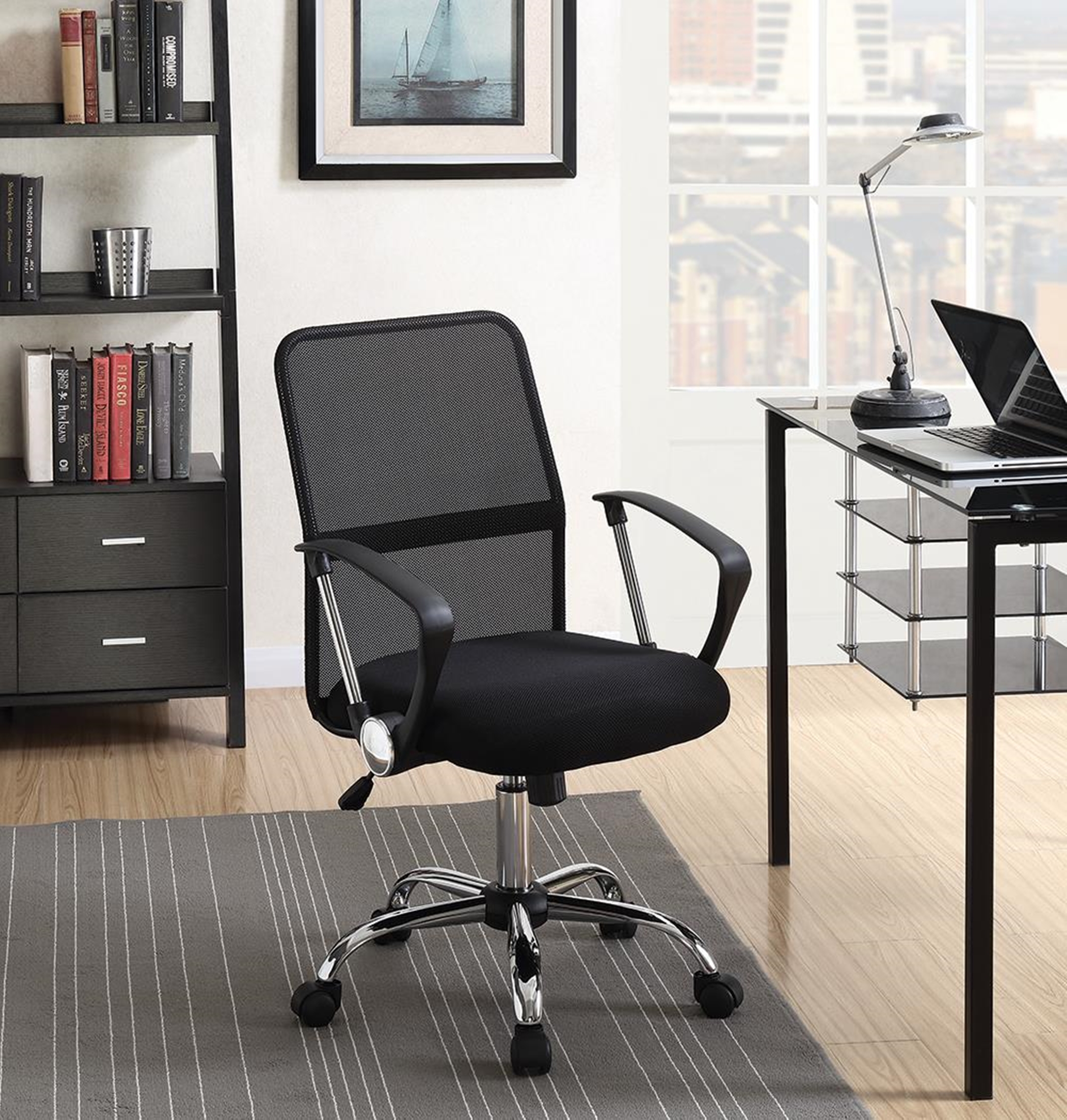 Modern Black Mesh Back Office Chair - Click Image to Close