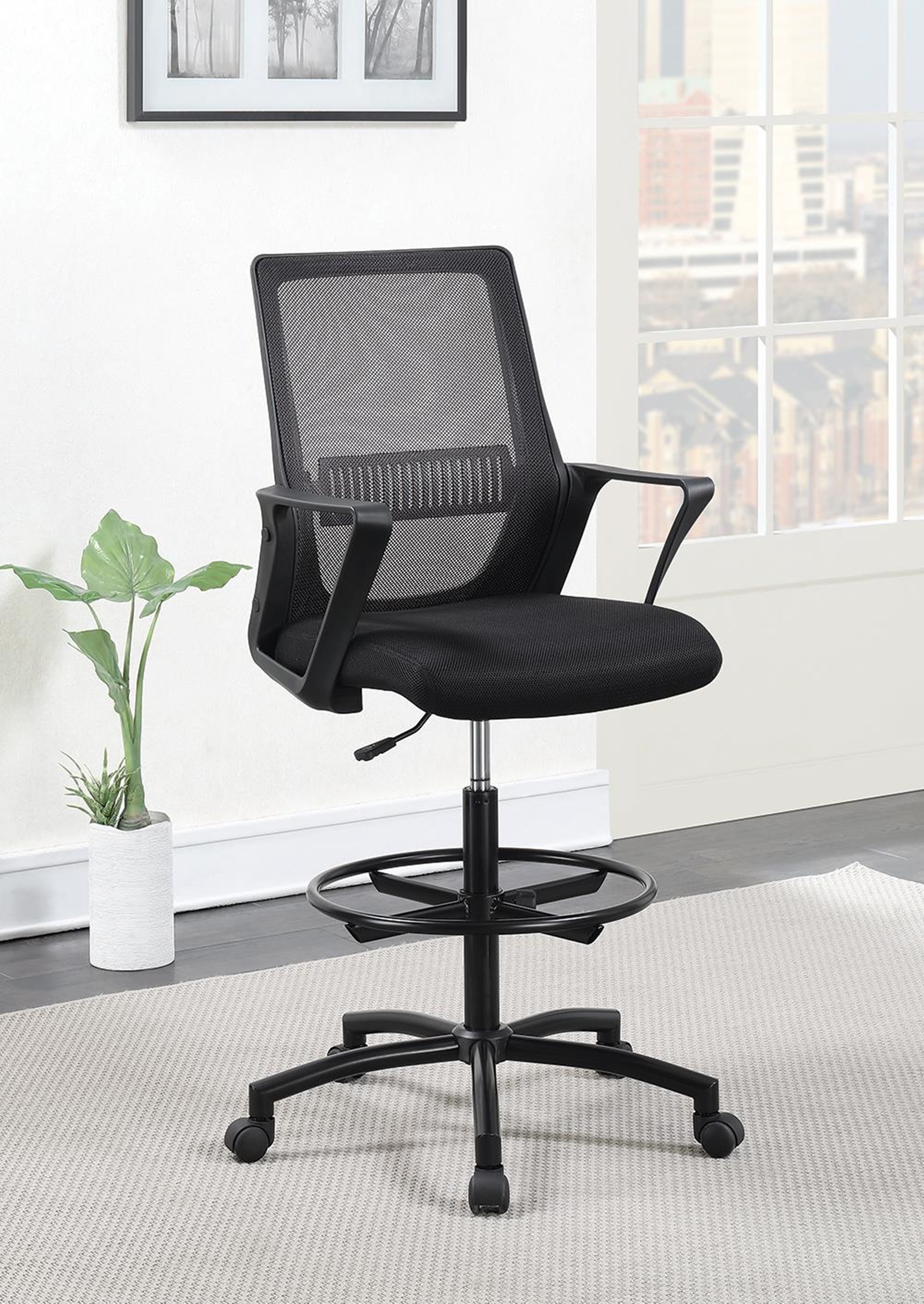 Contemporary Black Tall Office Chair - Click Image to Close
