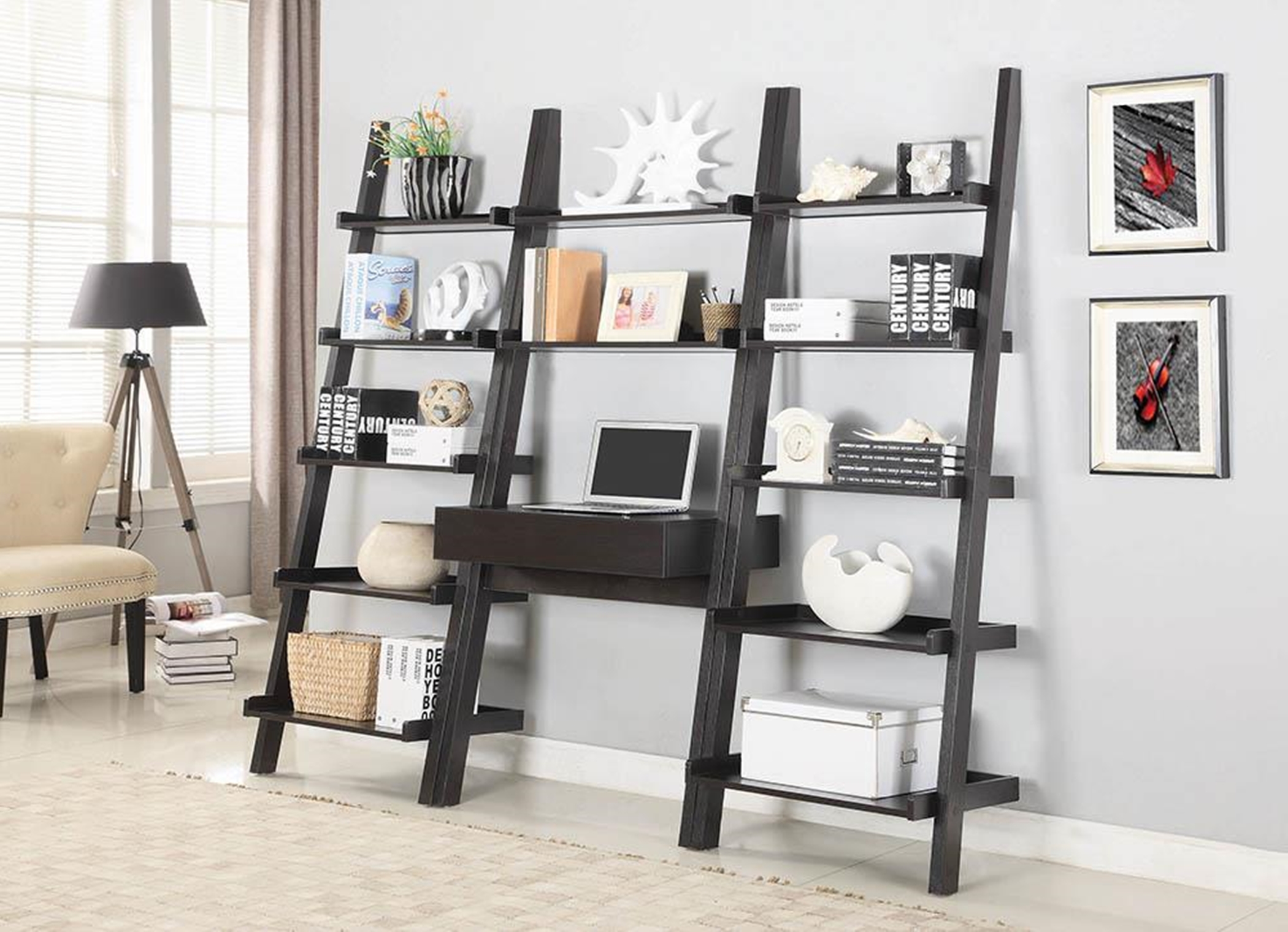 Transitional Capp. Wall-Leaning Ladder Desk - Click Image to Close