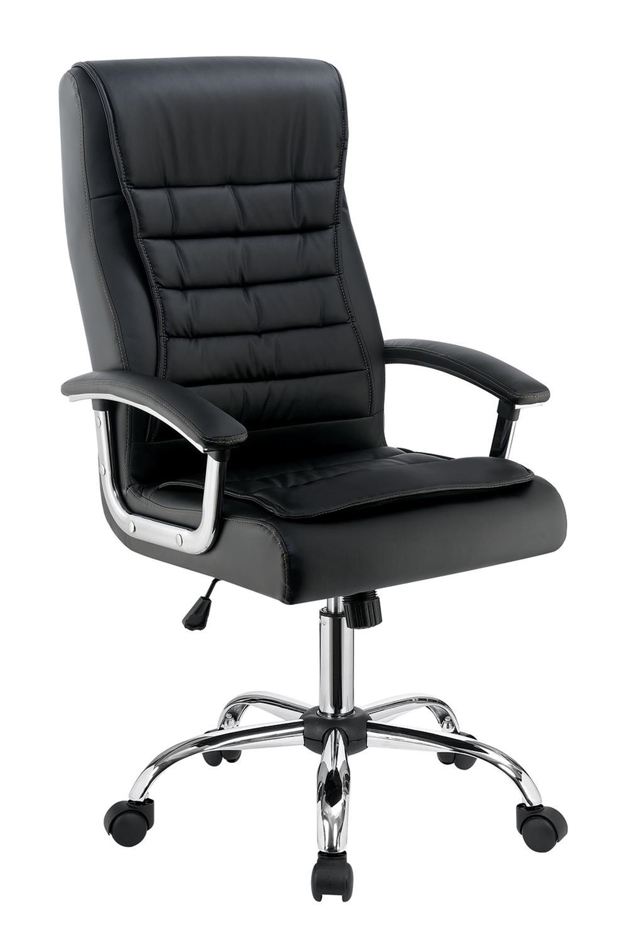 Contemporary Black Faux Leather Office Chair - Click Image to Close