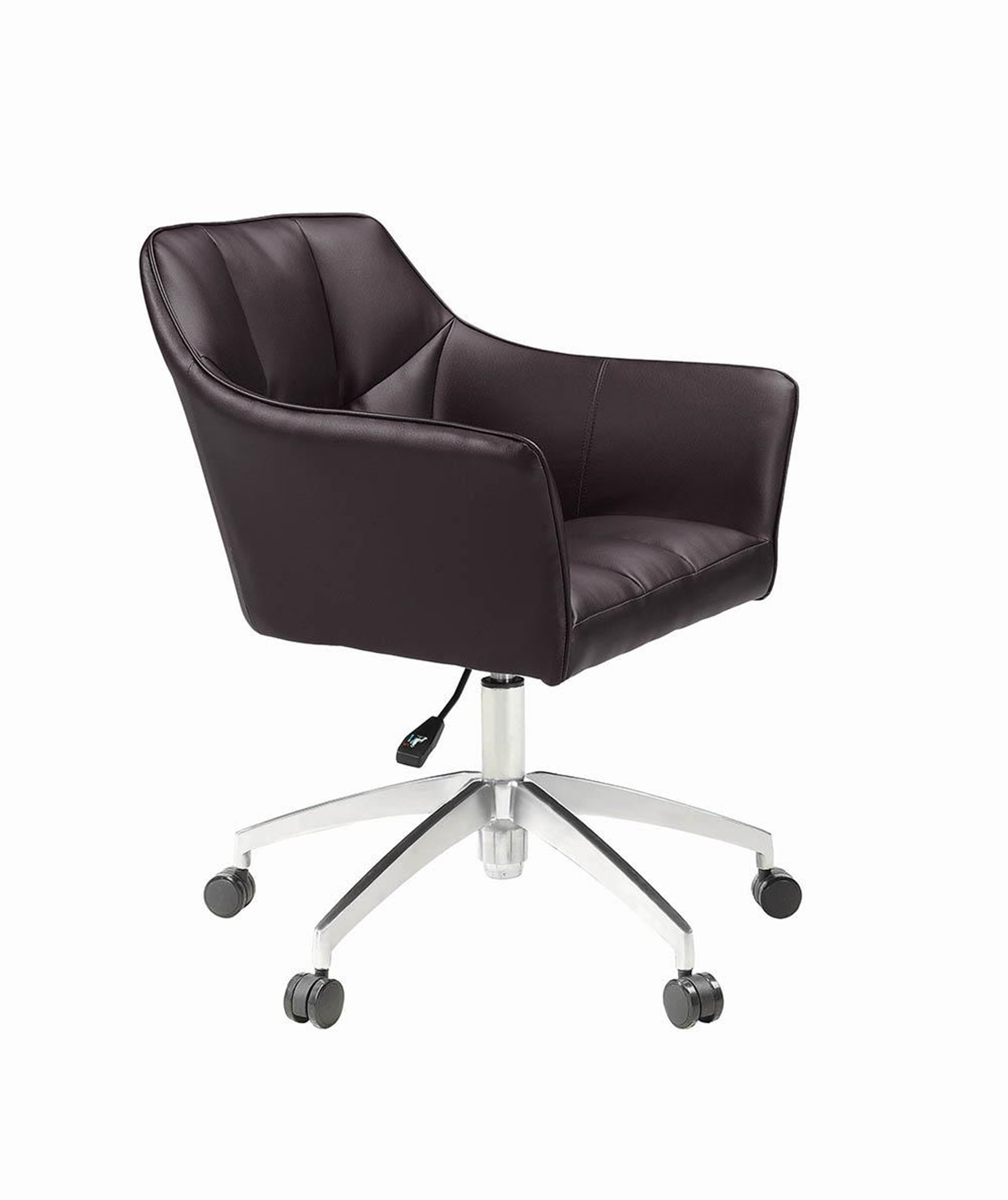 Modern Brown Upholstered Office Chair - Click Image to Close
