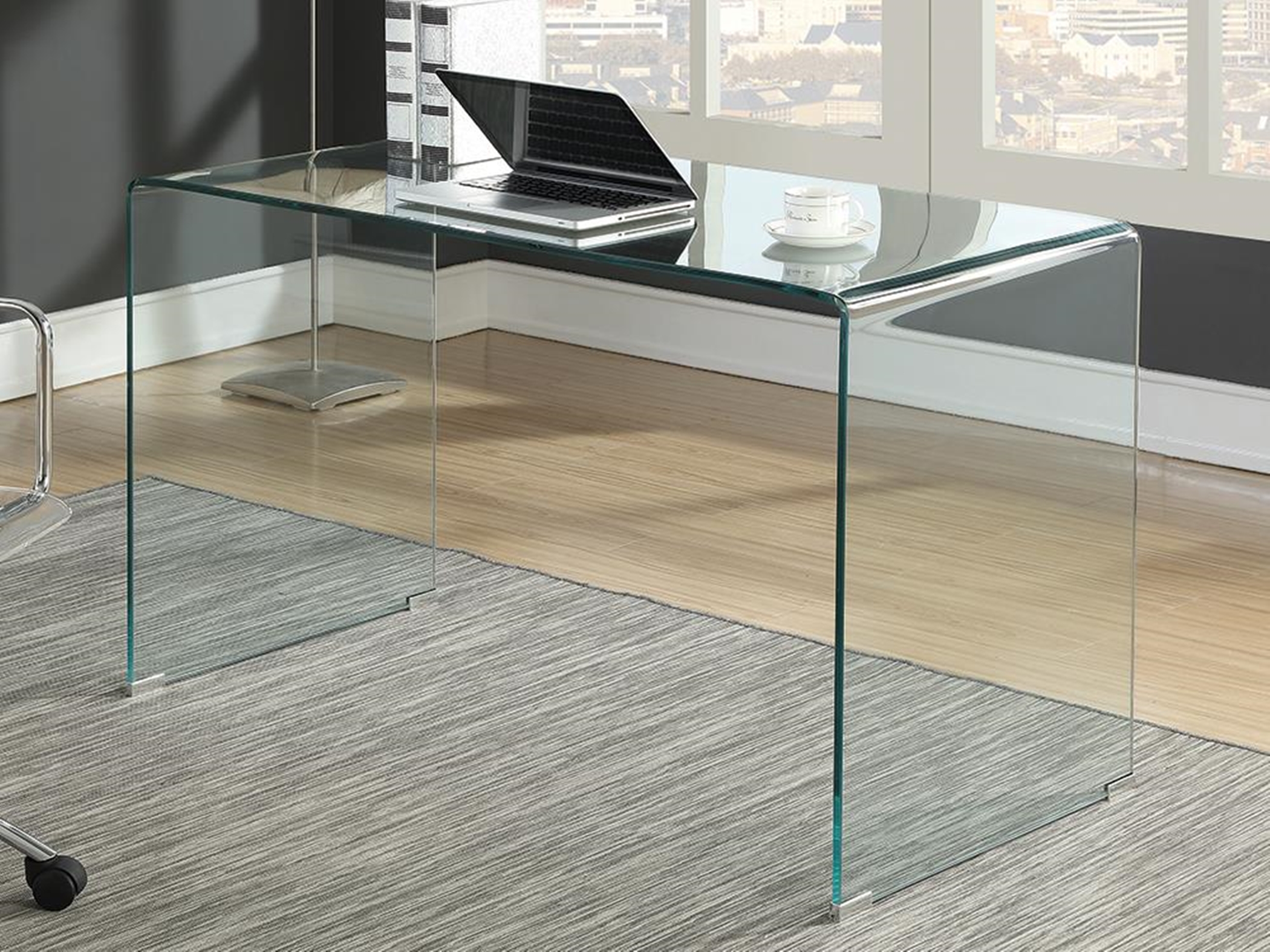Contemporary Clear Glass Writing Desk - Click Image to Close