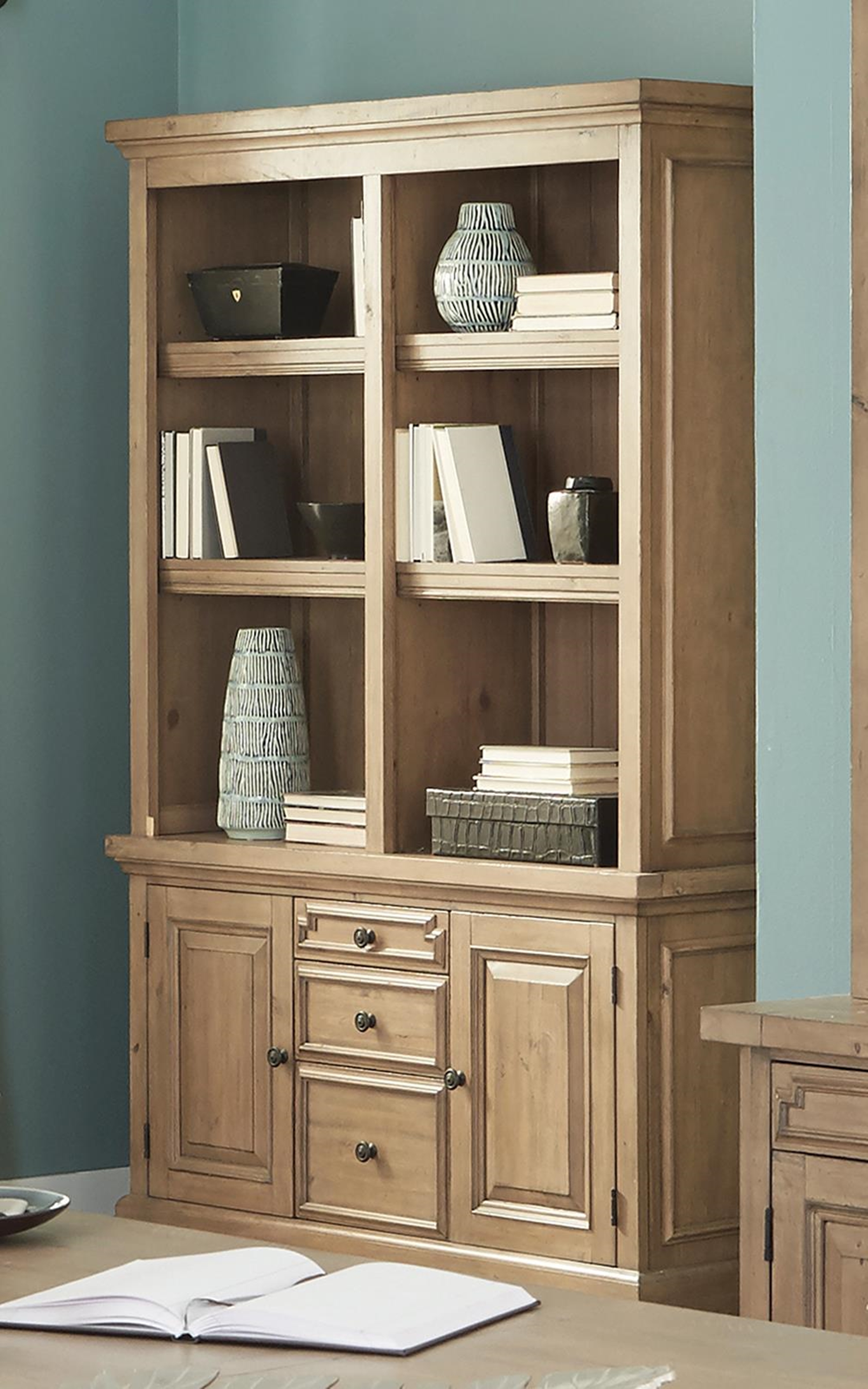 Florence Rustic Double Bookcase - Click Image to Close