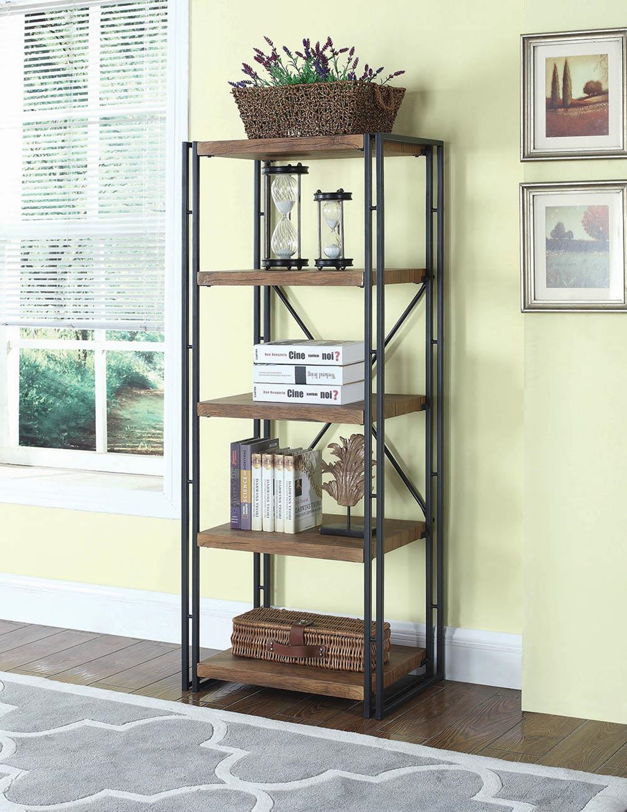 Rustic Weathered Narrow Chestnut Bookcase - Click Image to Close
