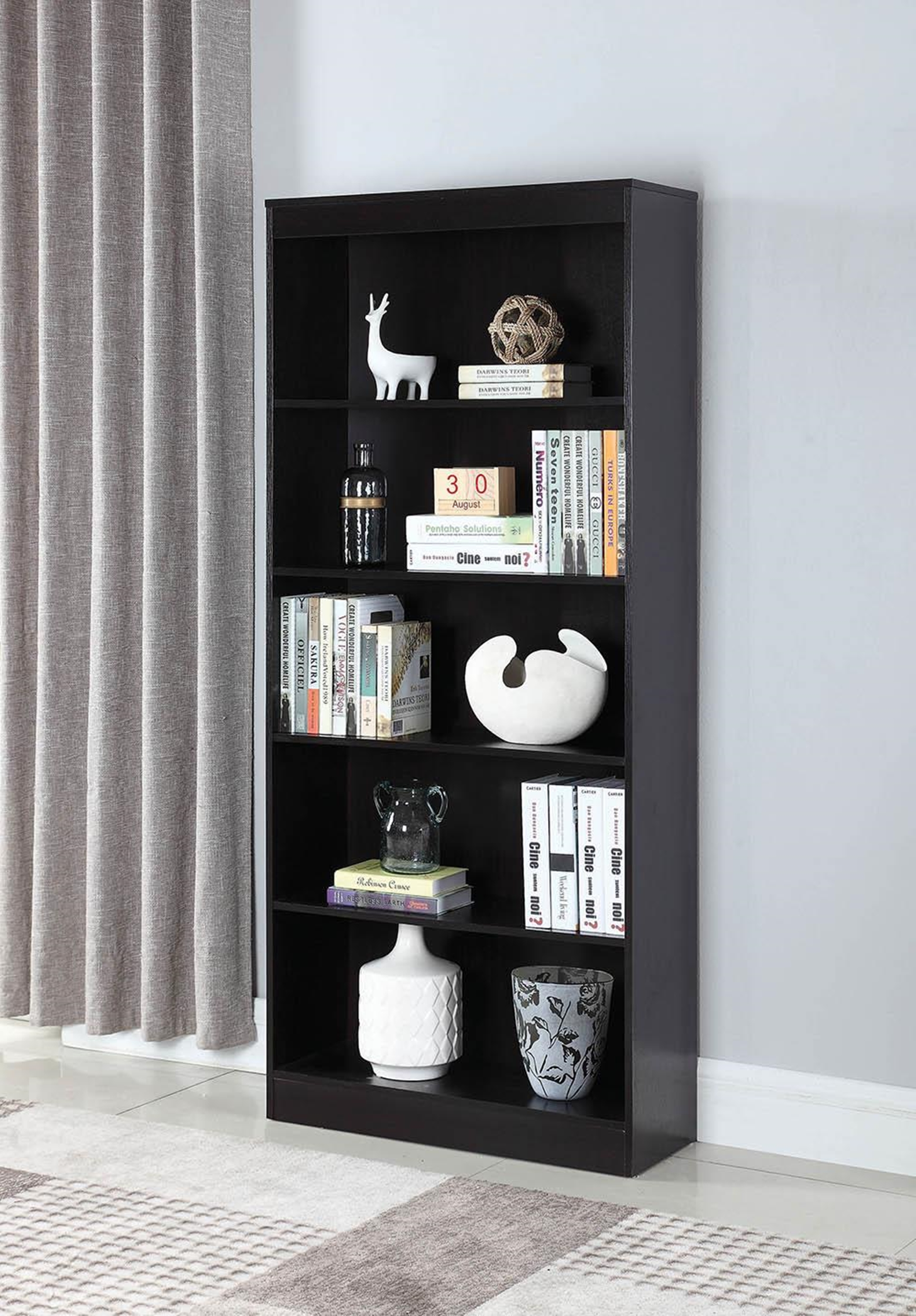 Transitional Capp. Five-Shelf Bookcase - Click Image to Close