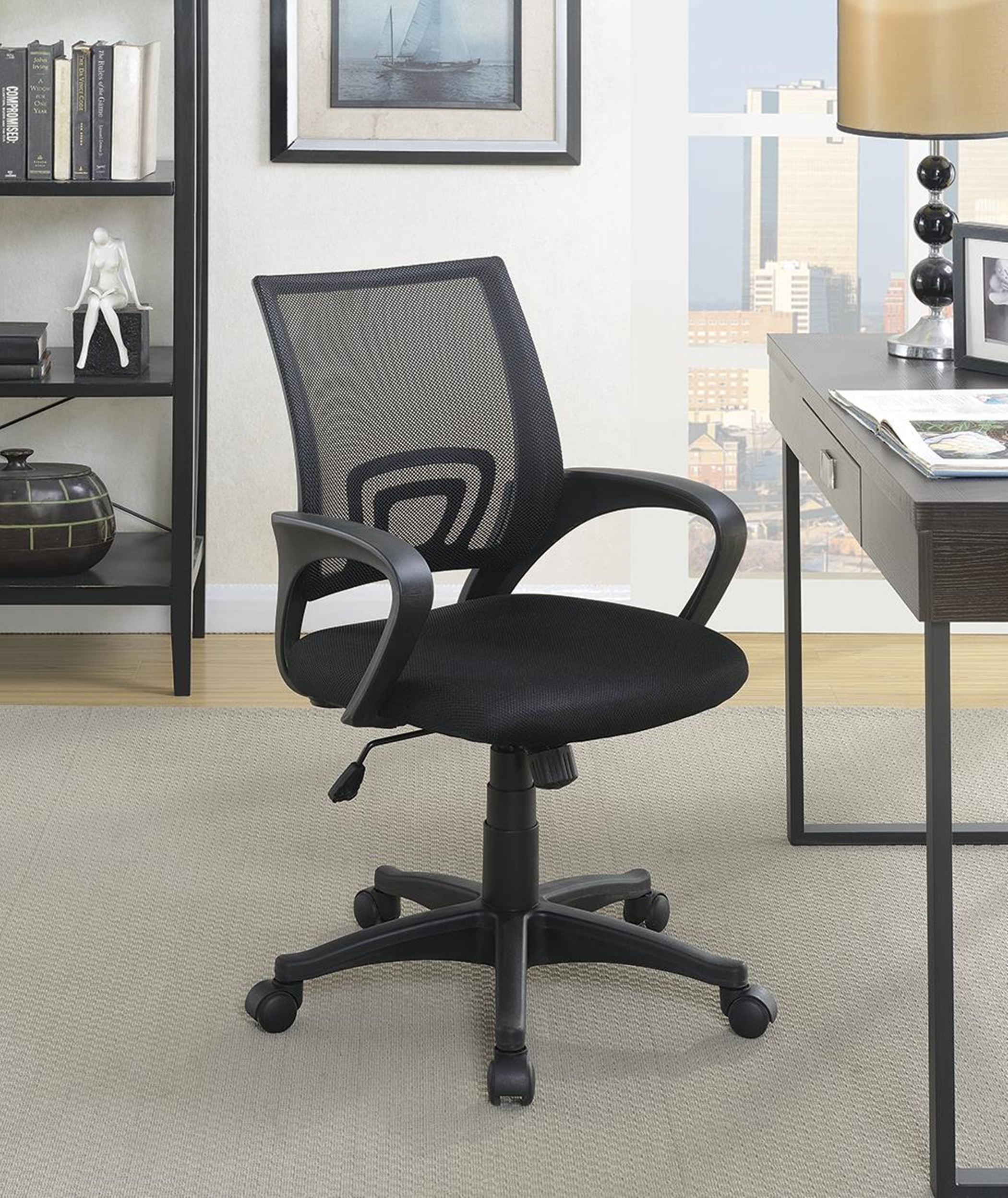 Contemporary Black Mesh Back Office Chair - Click Image to Close