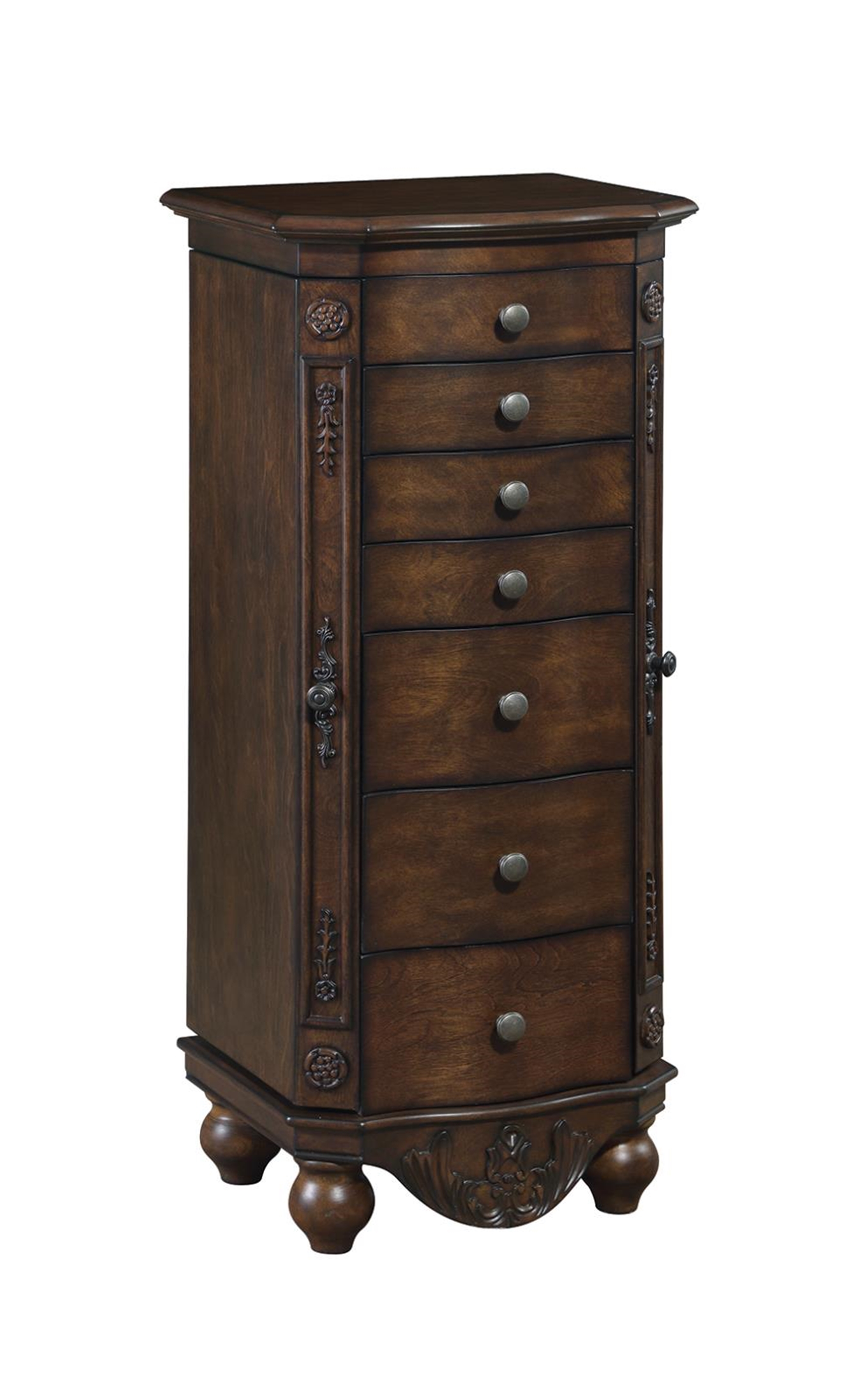Traditional Brown Red Jewelry Armoire - Click Image to Close