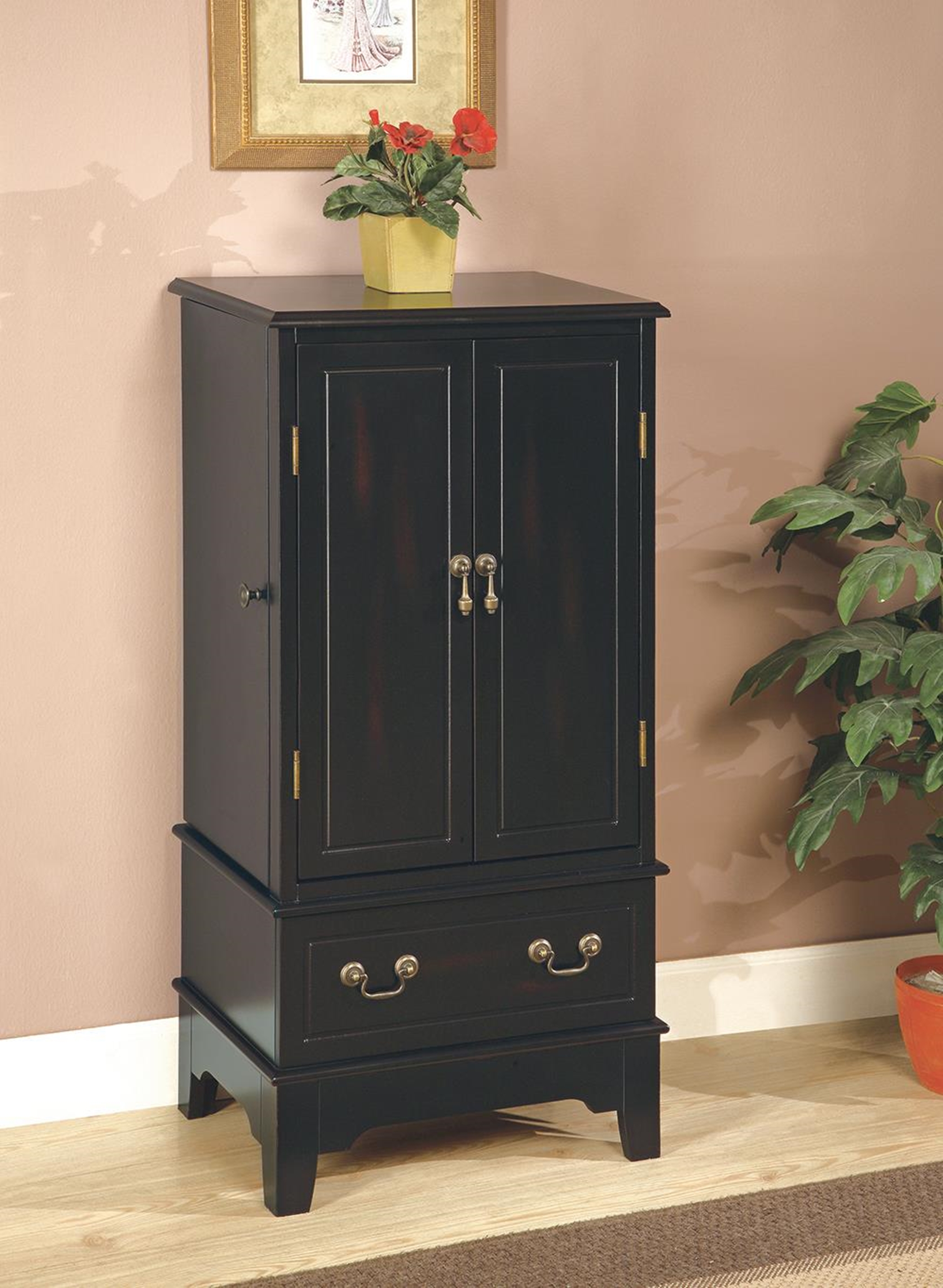 Transitional Black Jewelry Armoire - Click Image to Close