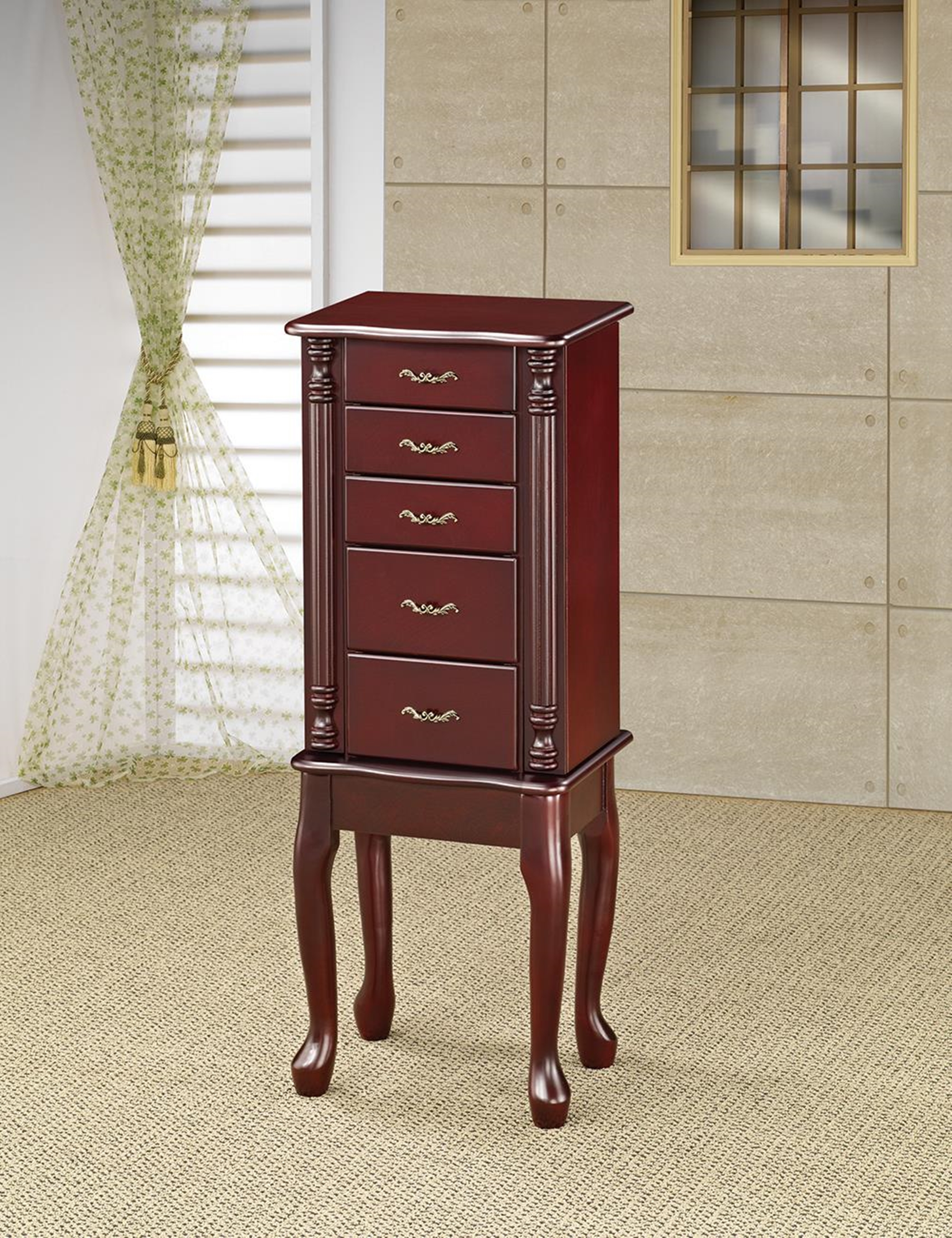 Traditional Merlot Jewelry Armoire - Click Image to Close