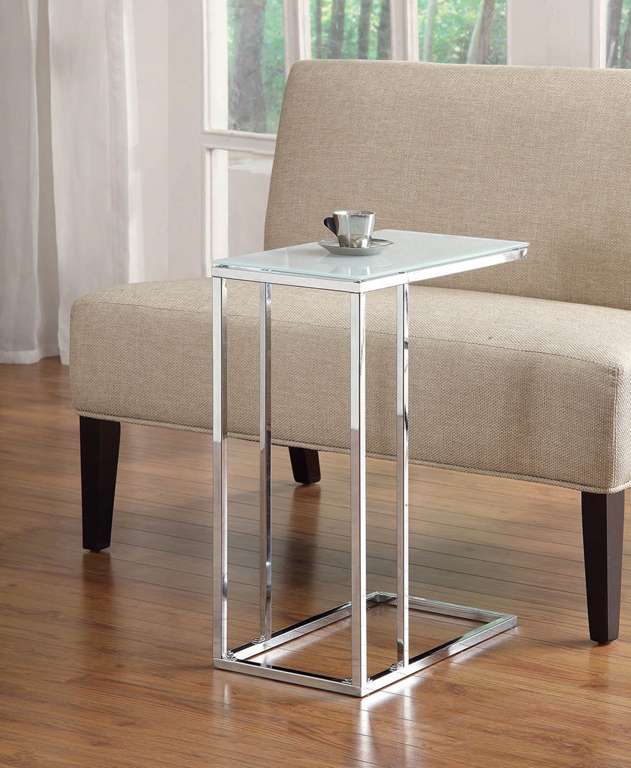 Transitional Chrome Snack Table - Click Image to Close