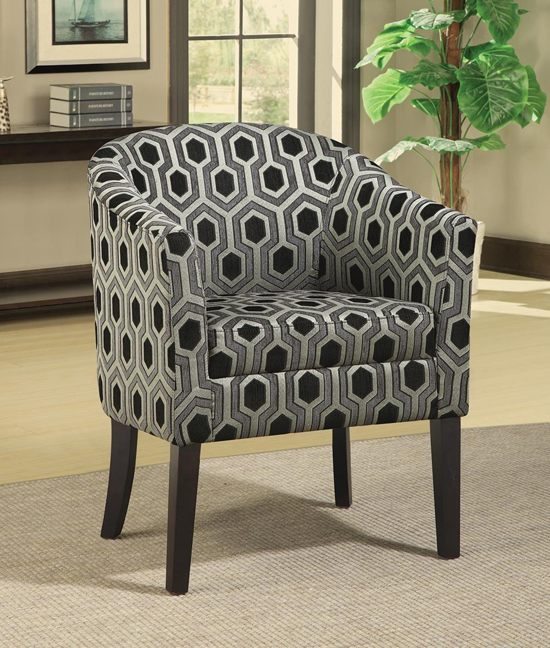 Charlotte Hexagon Print Accent Chair - Click Image to Close