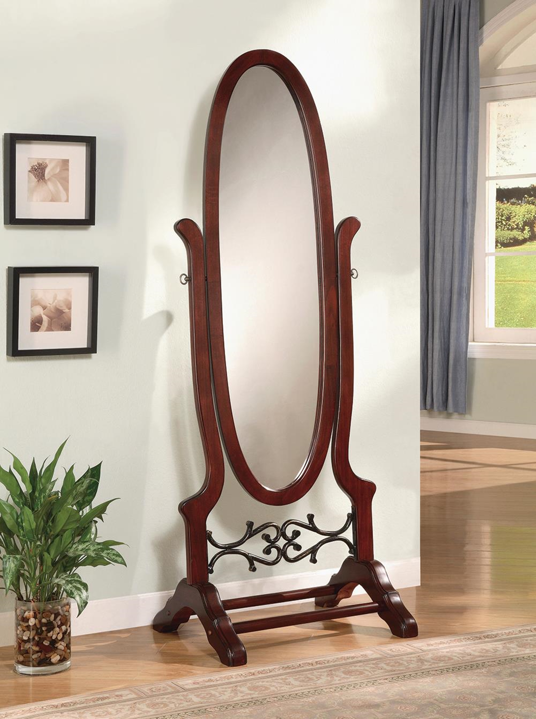 Traditional Brown Red Mirror - Click Image to Close