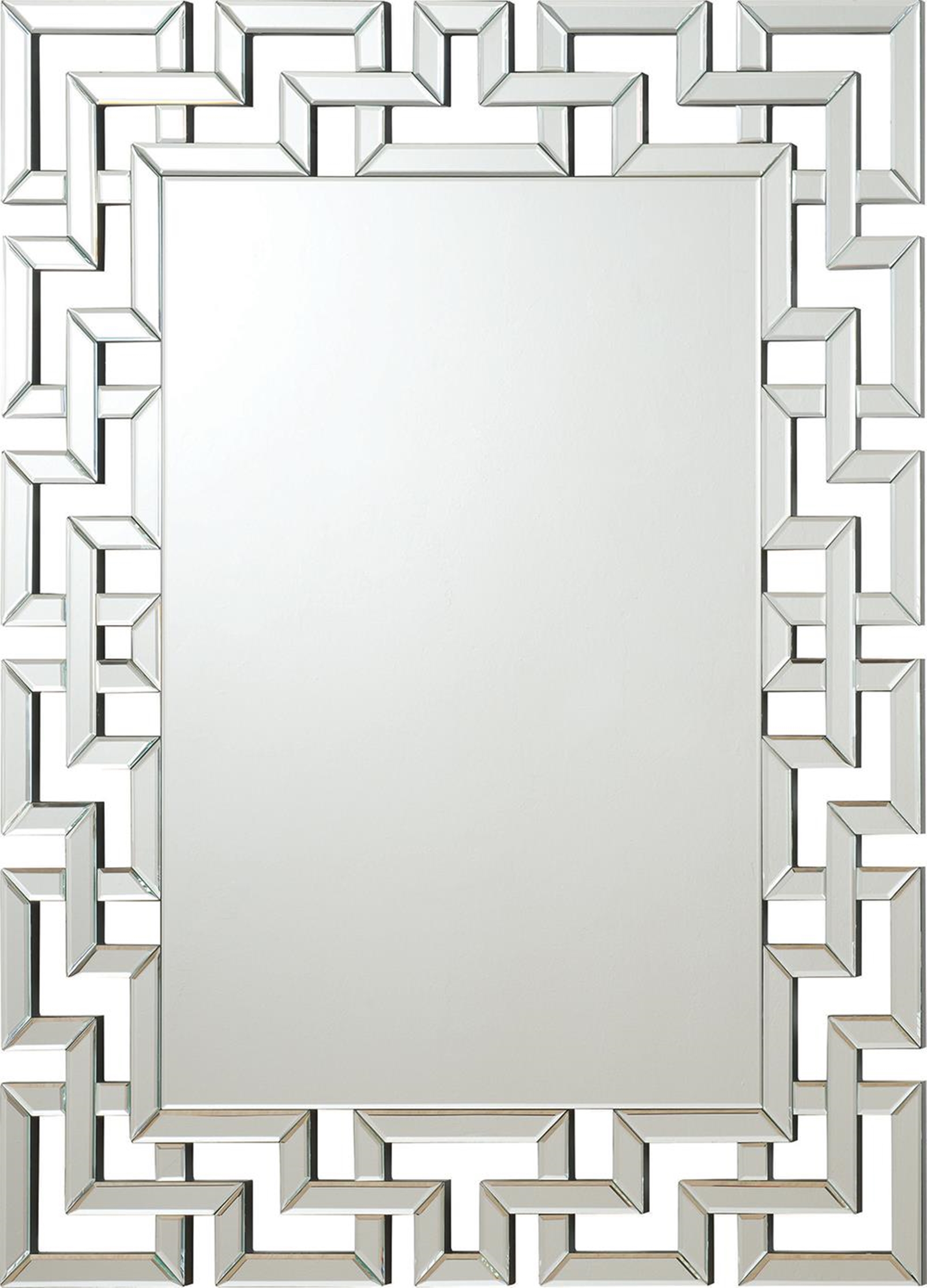 Transitional Frameless Greek Key Mirror - Click Image to Close