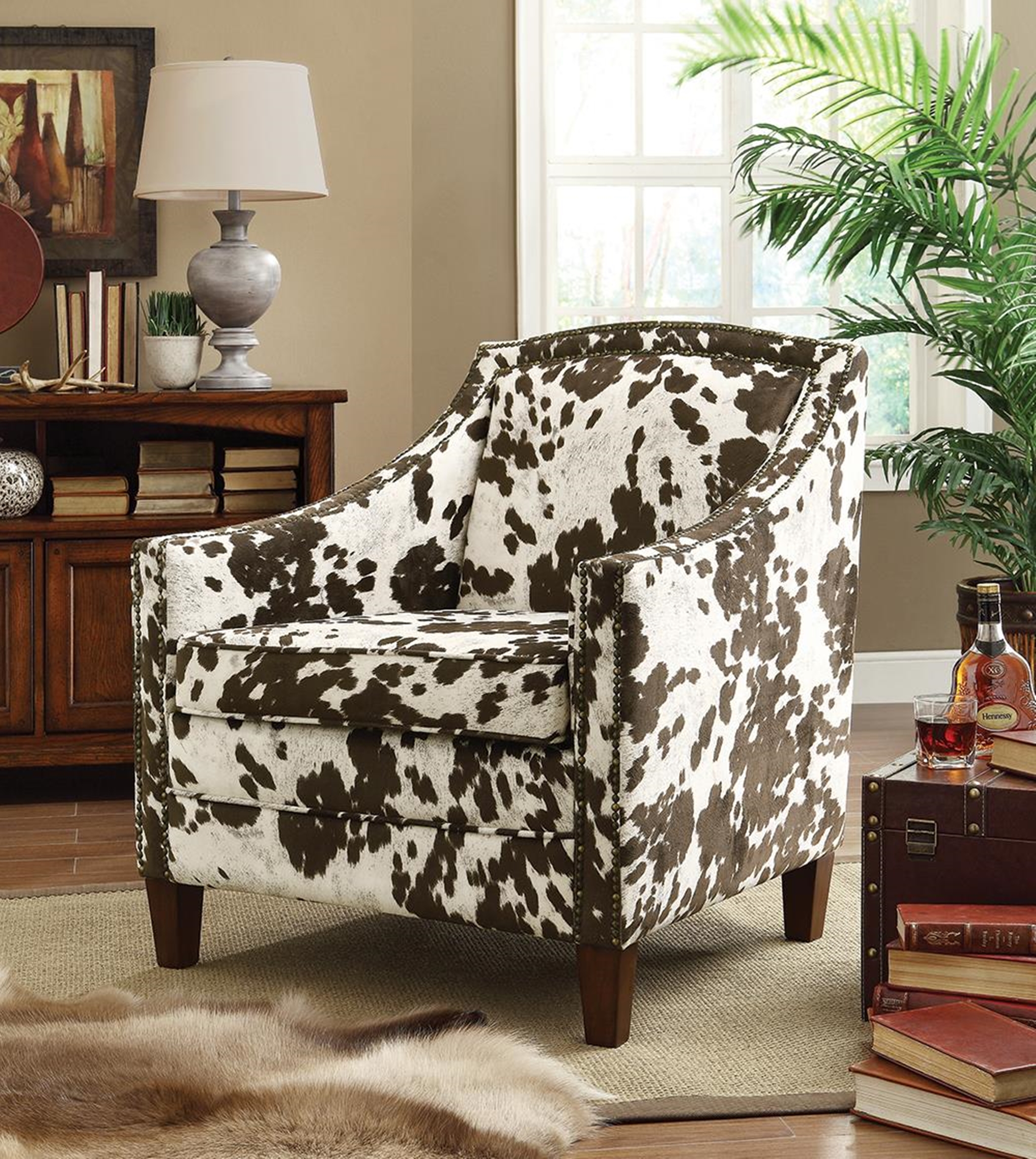 Contemporary White and Brown Accent Chair - Click Image to Close