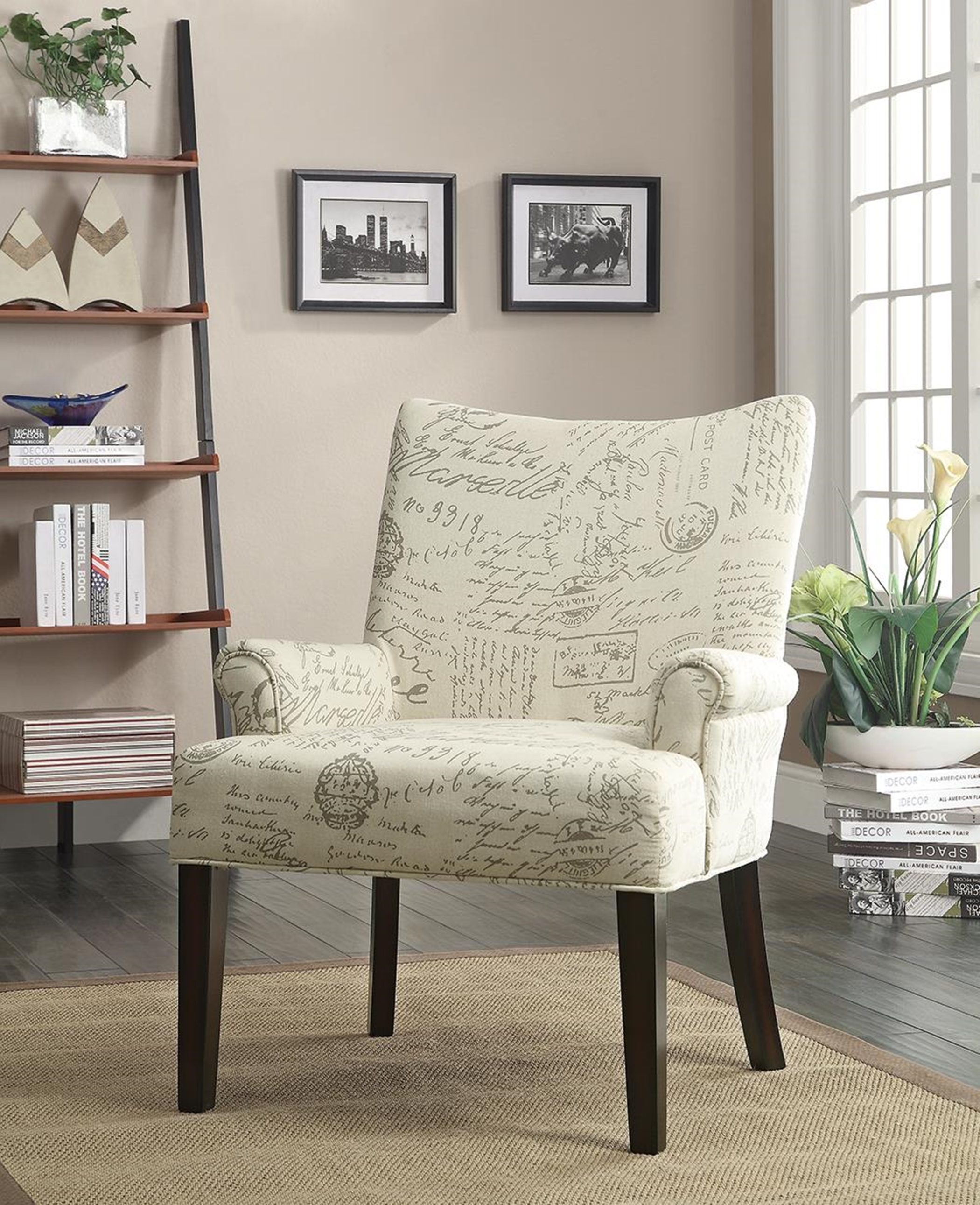 Casual Off-White Accent Chair - Click Image to Close