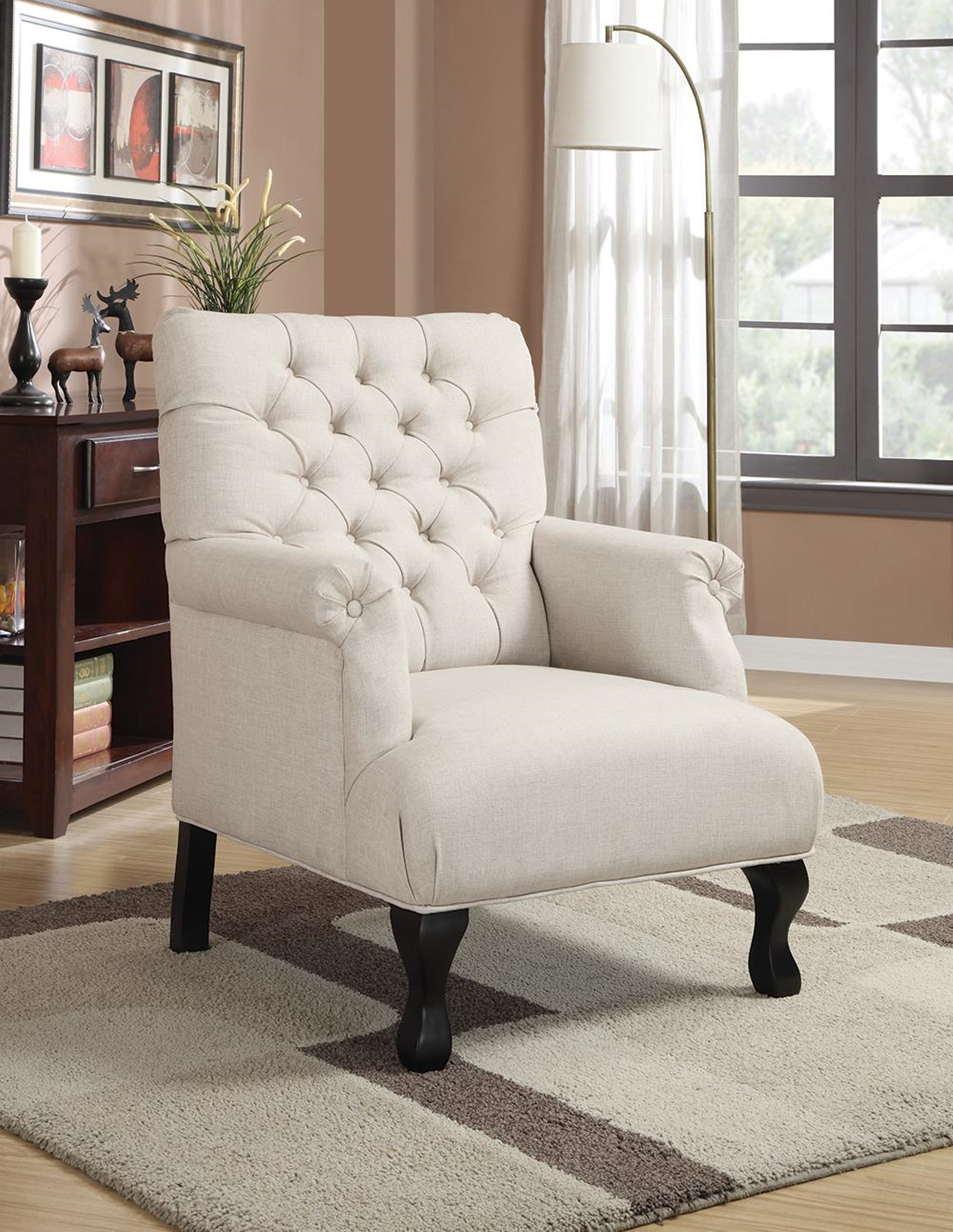 Casual Oatmeal Accent Chair - Click Image to Close