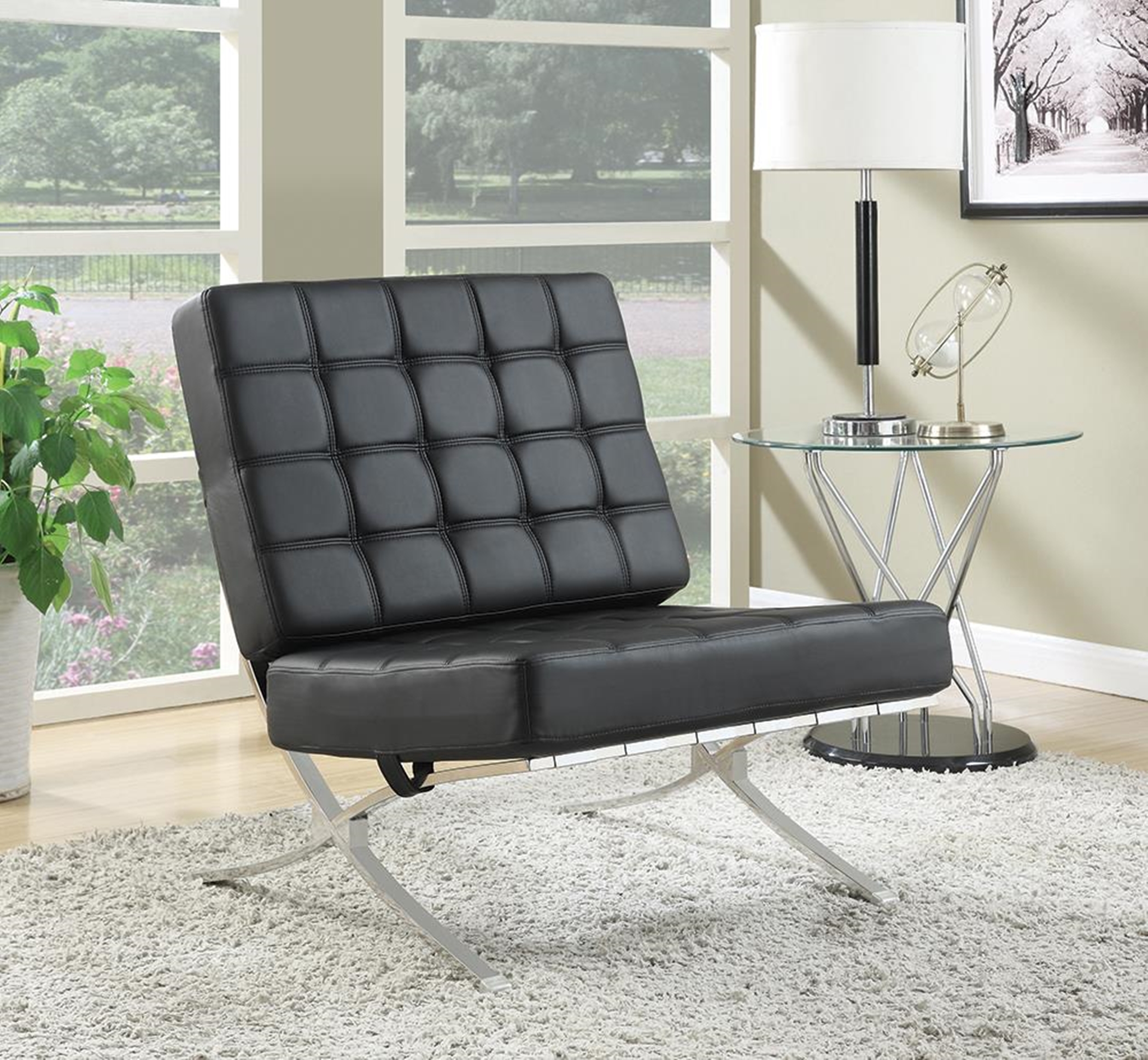 Black and Chrome Accent Chair - Click Image to Close