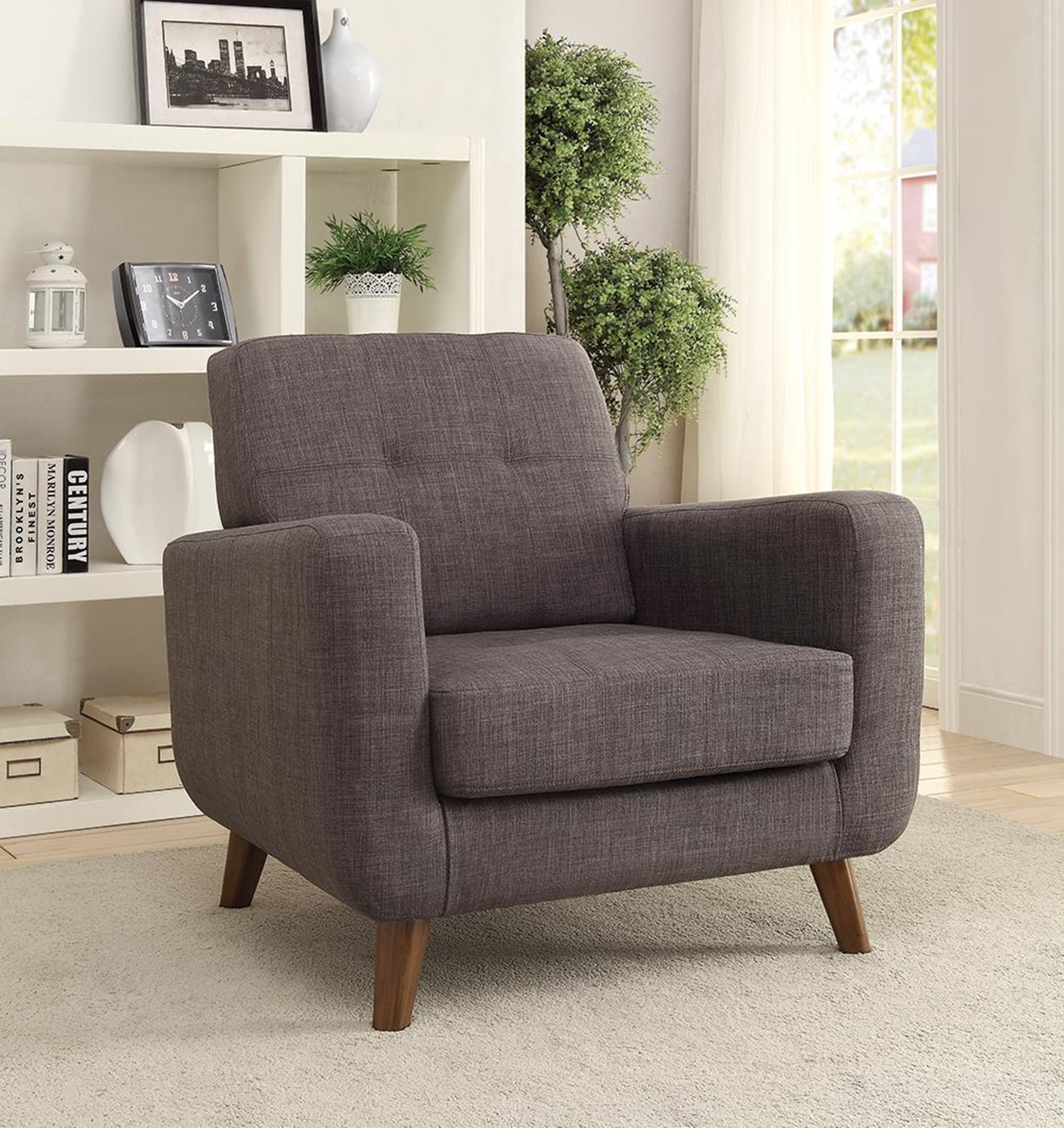 Transitional Grey Accent Chair - Click Image to Close