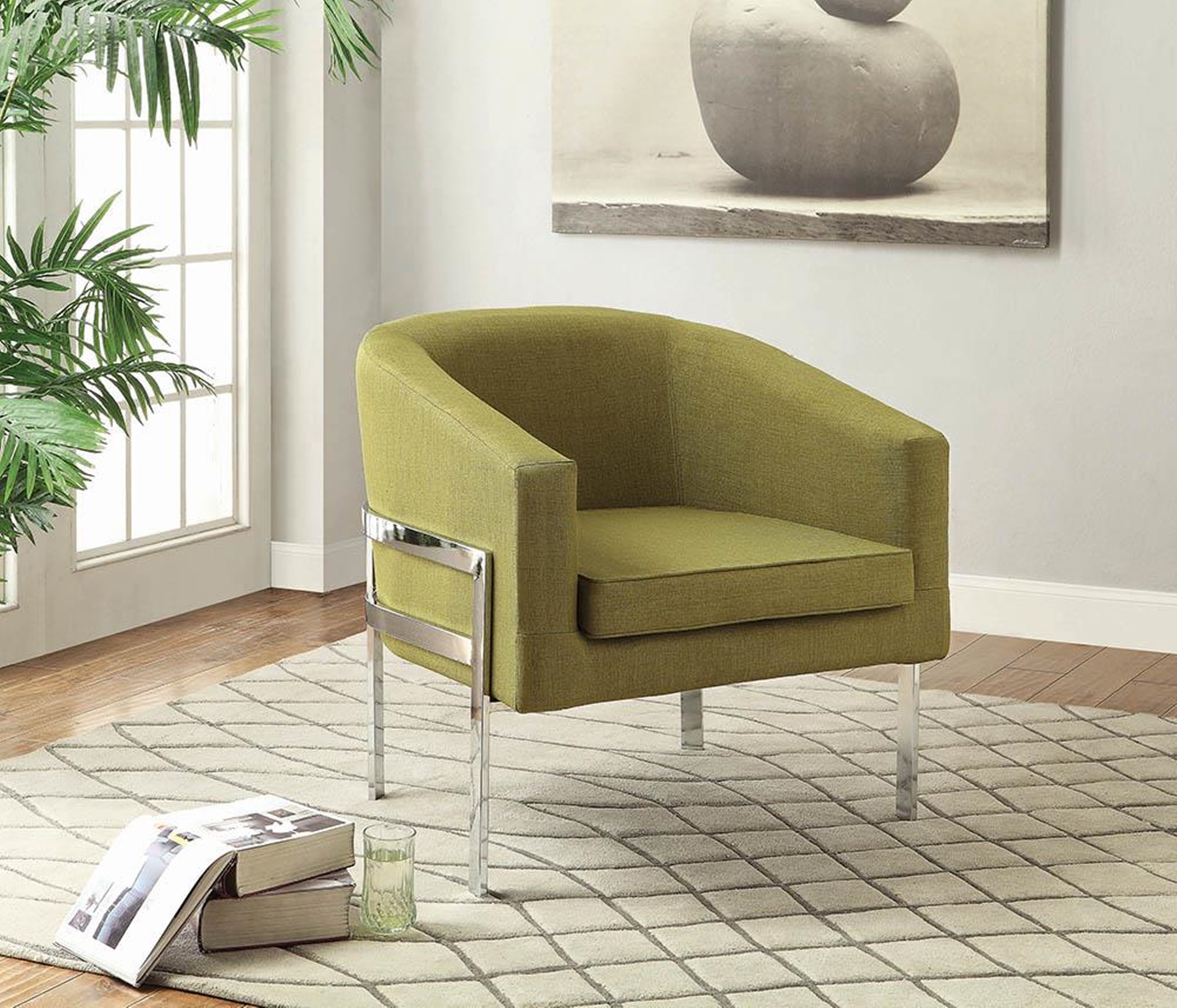 Contemporary Green Accent Chair - Click Image to Close