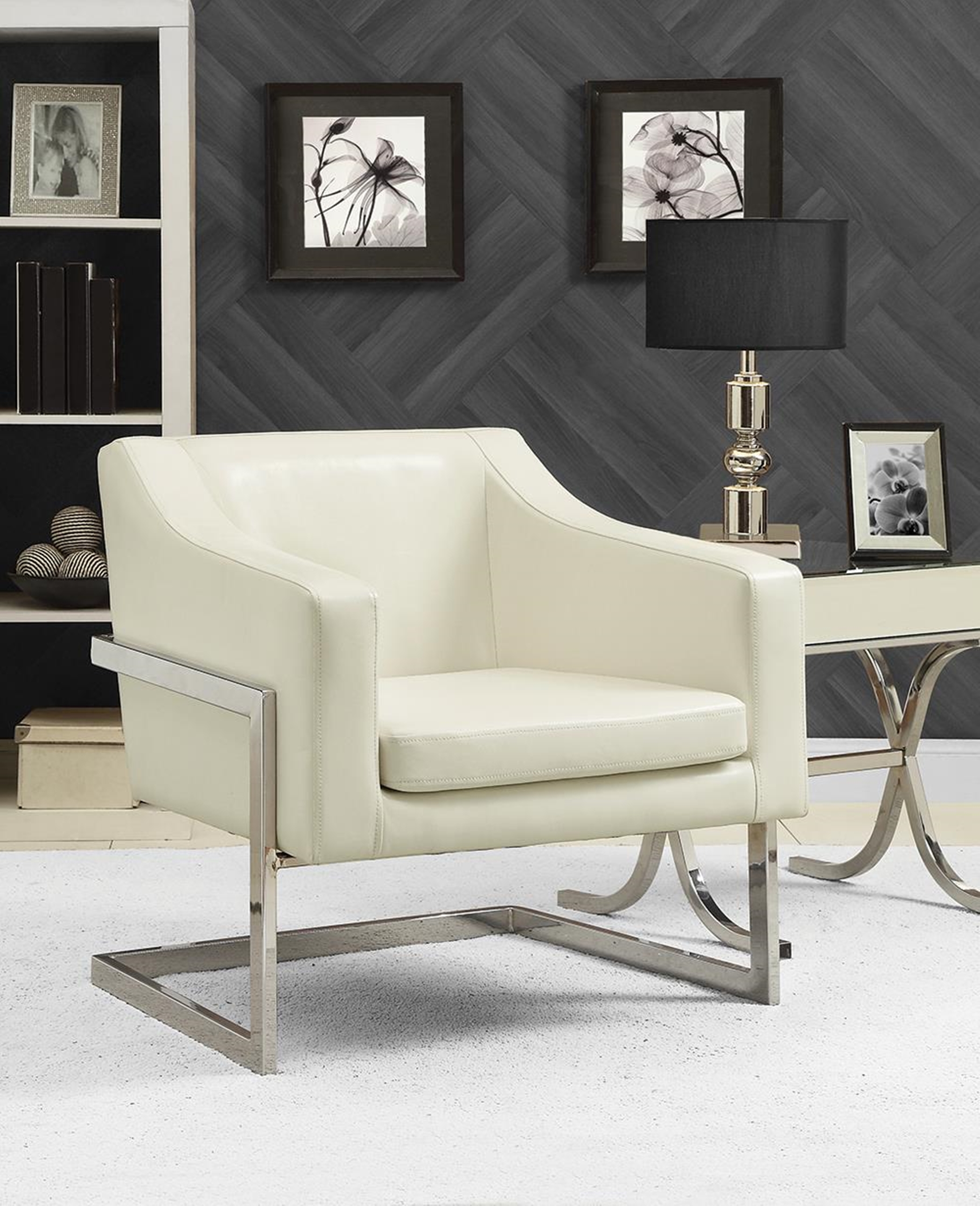 Contemporary Off-White Accent Chair - Click Image to Close