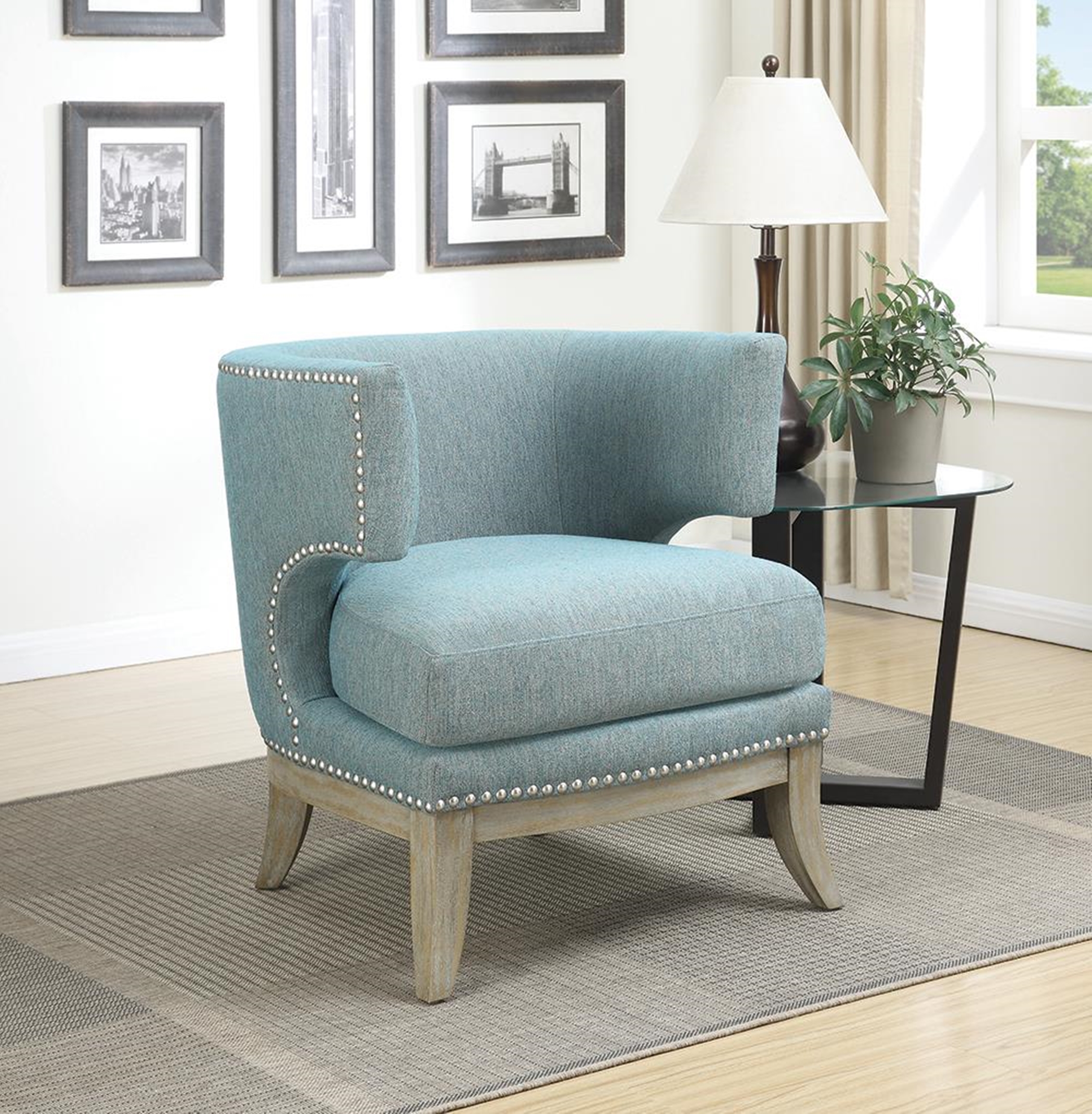 Contemporary Blue Accent Chair - Click Image to Close
