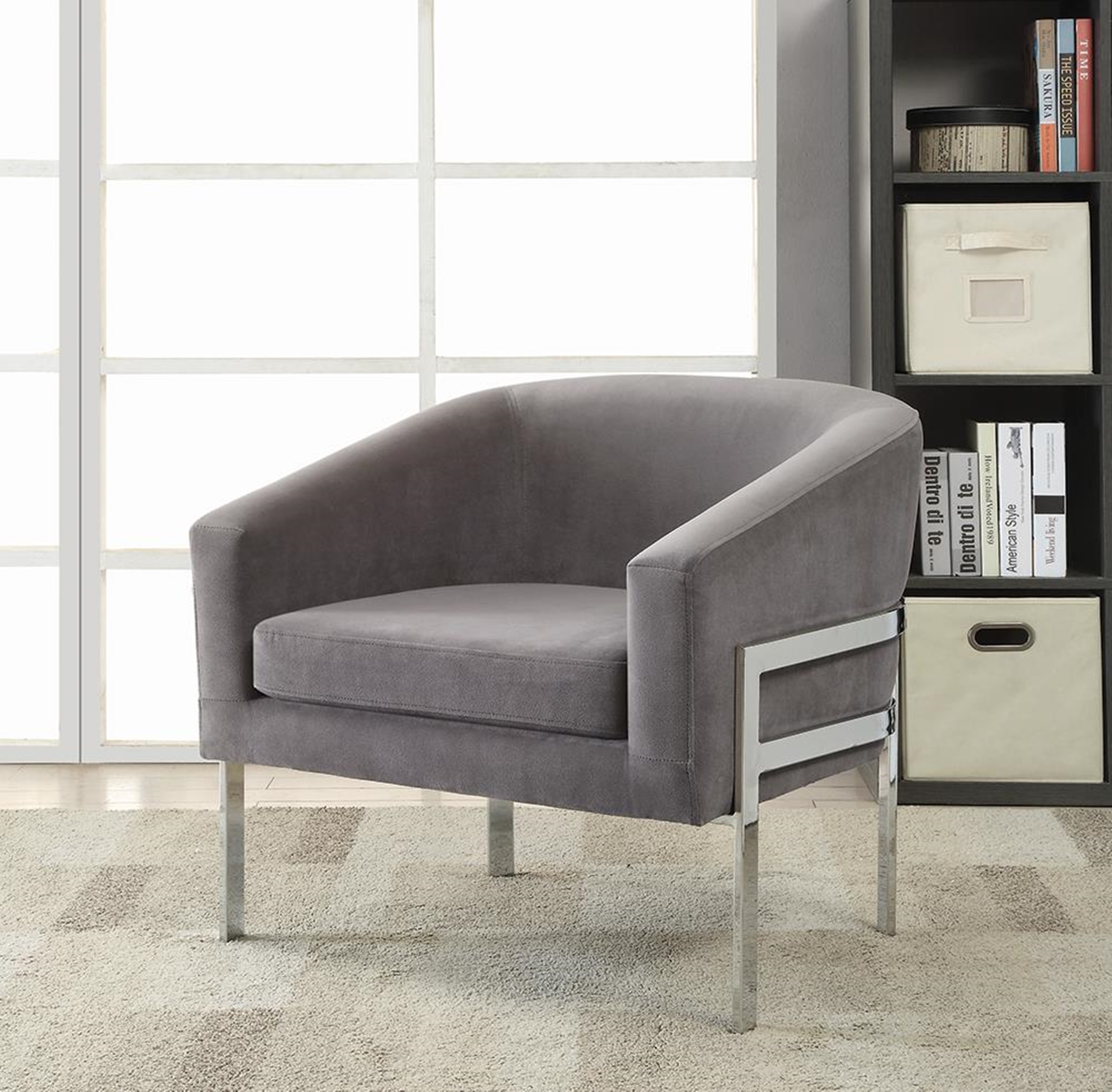 Contemporary Grey Accent Chair - Click Image to Close