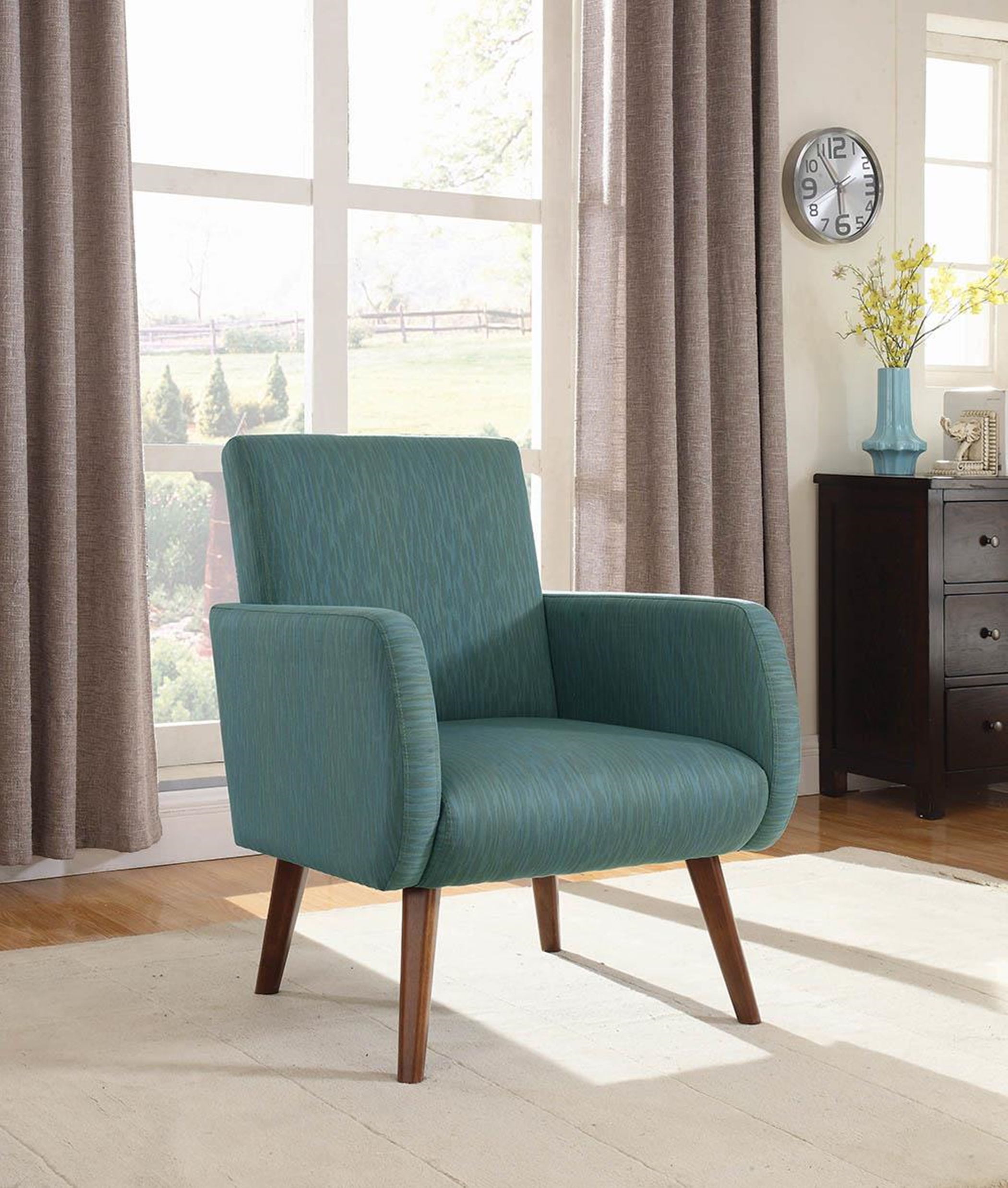 Mid-Century Modern Cyan Accent Chair - Click Image to Close