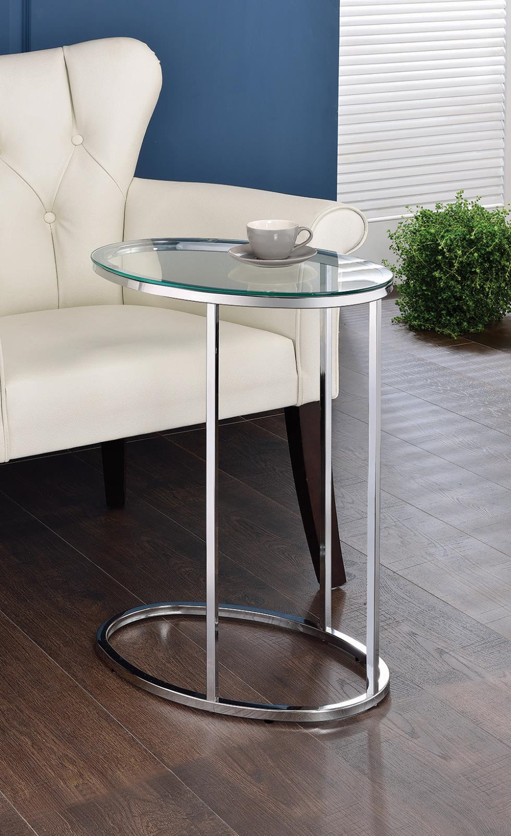 Glass and Chrome Snack Table - Click Image to Close