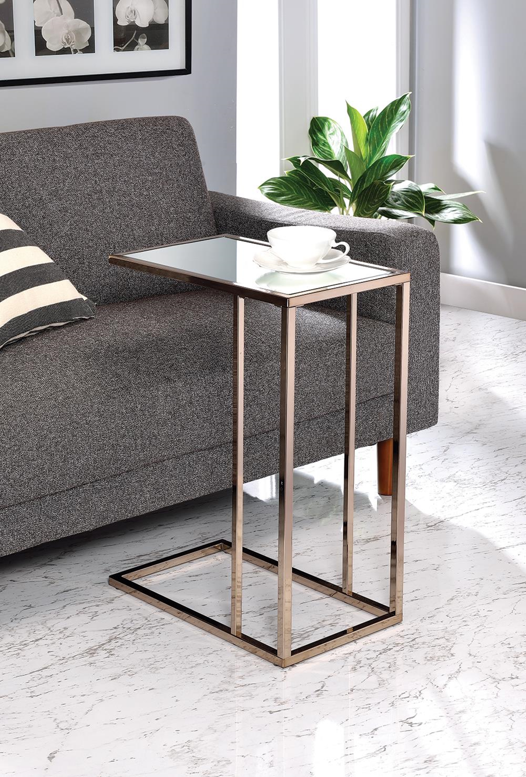 Chocolate Chrome and White Snack Table - Click Image to Close