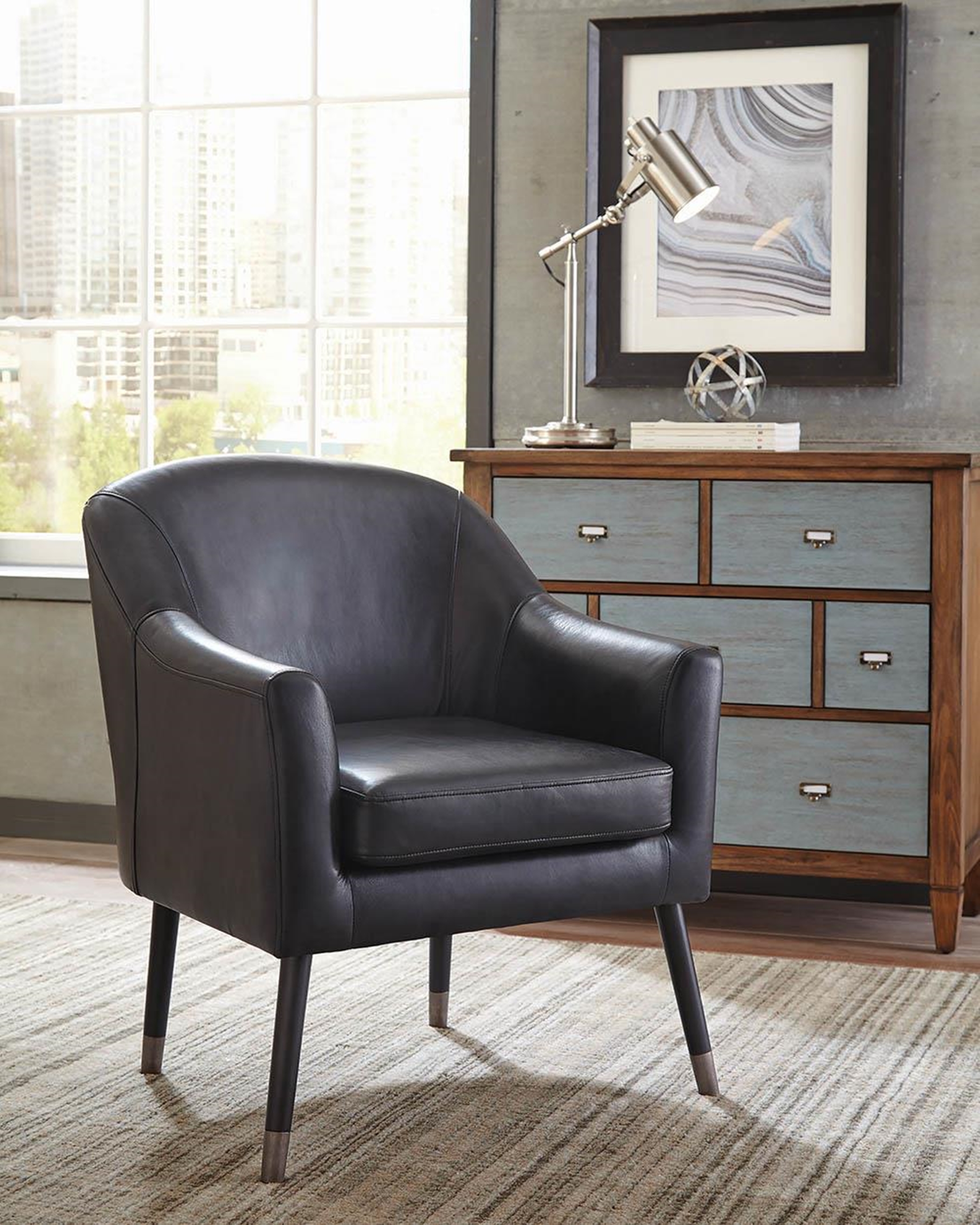 Mid-Century Modern Black Accent Chair - Click Image to Close