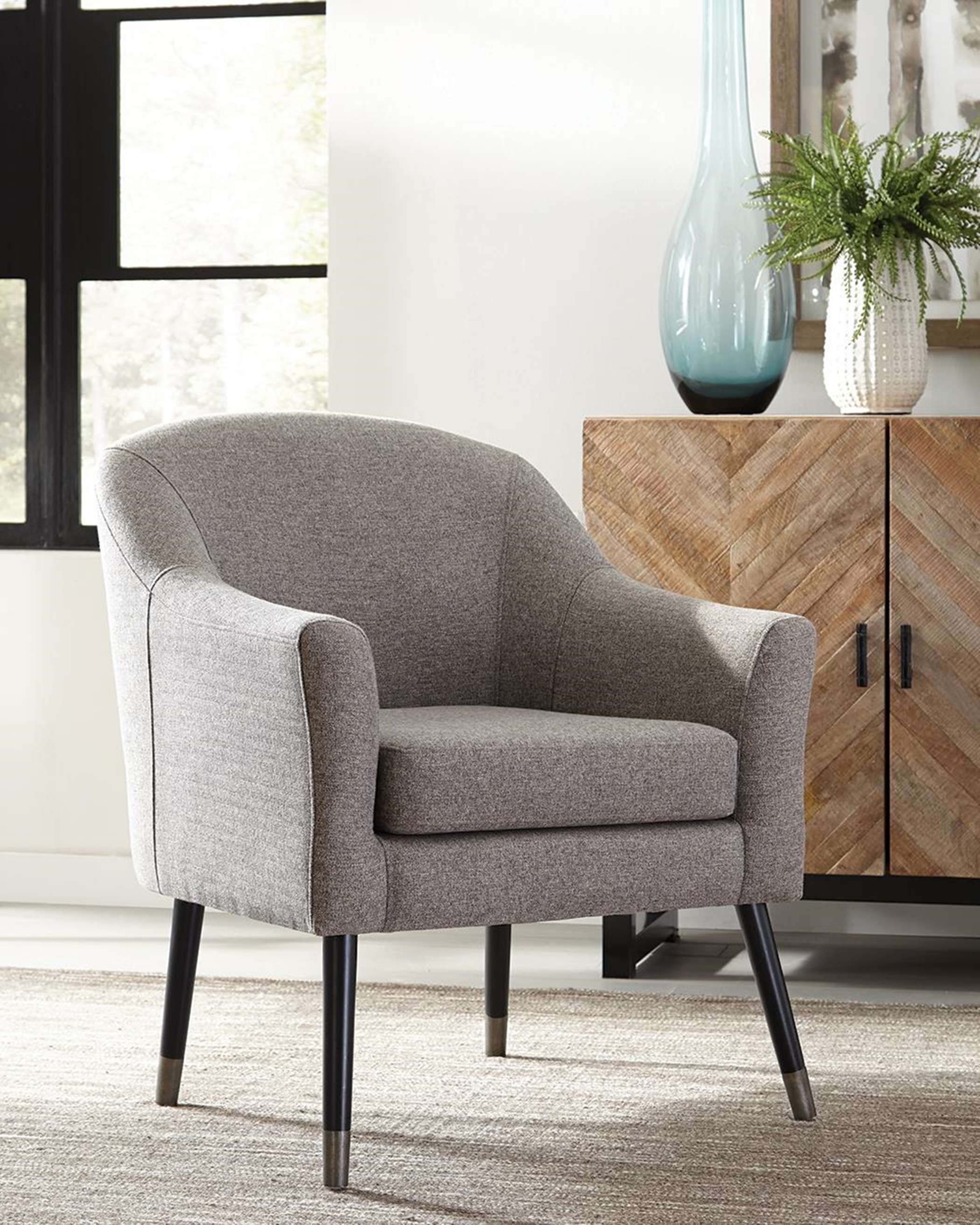 Mid-Century Modern Grey Accent Chair - Click Image to Close