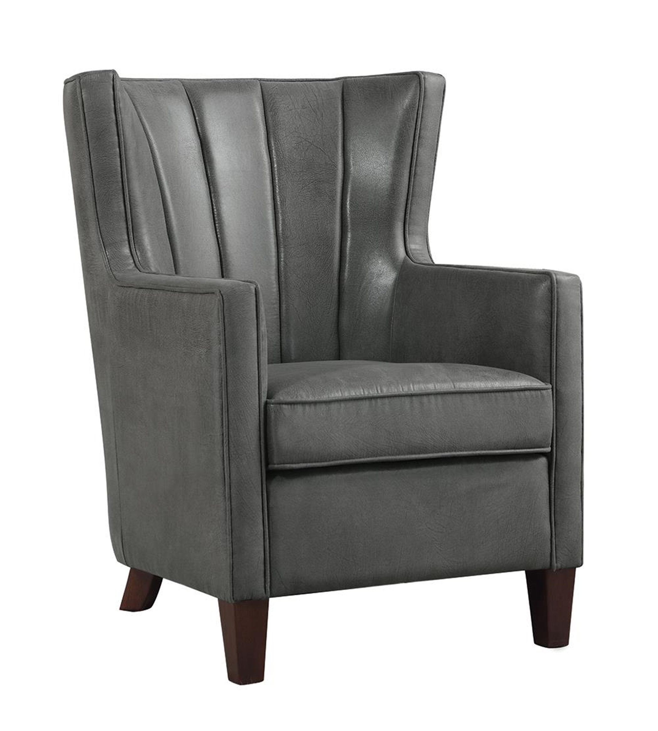 Upholstered Dark Grey Wing Back Accent Chair - Click Image to Close