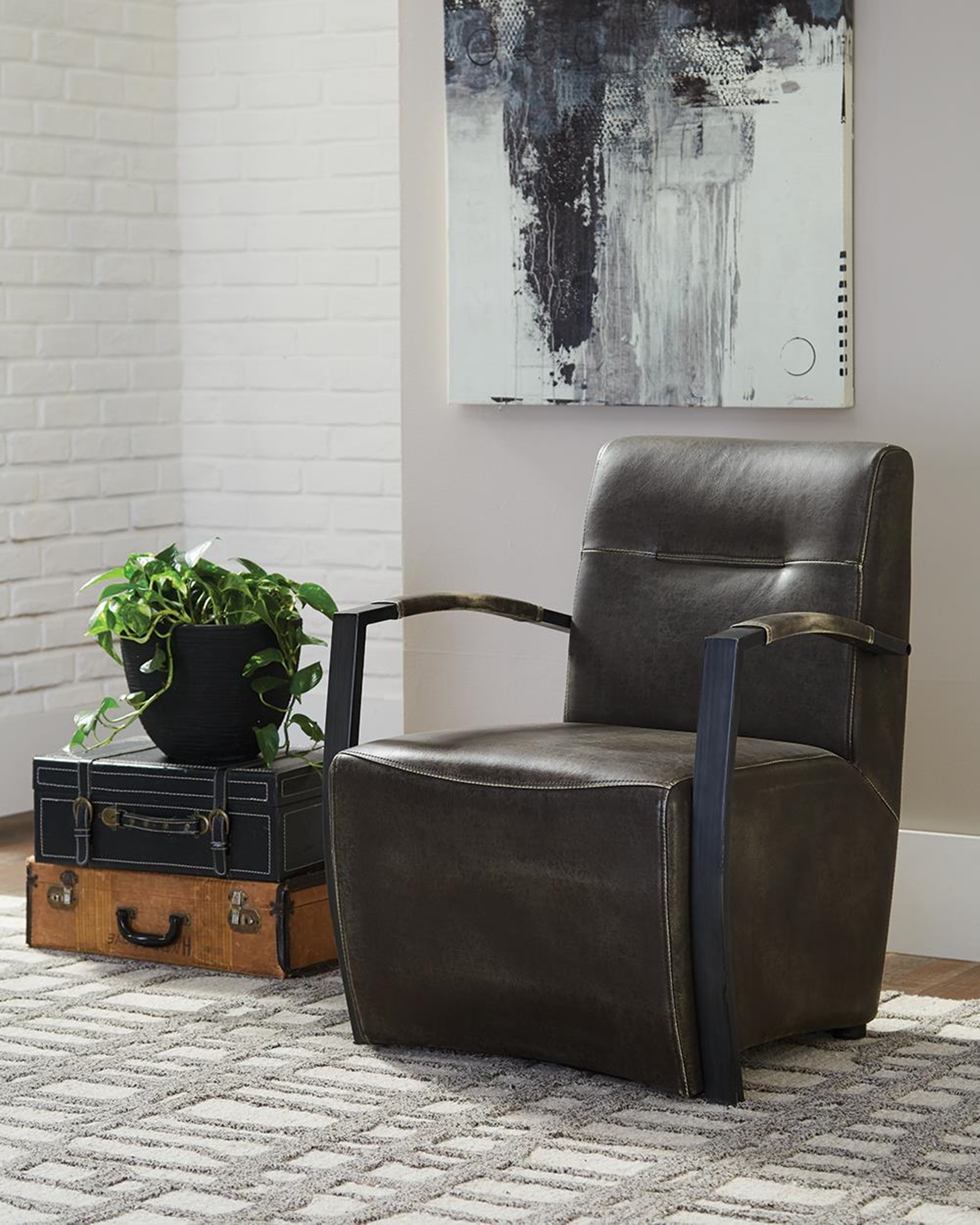 Industrial Brown and Grey Accent Chair - Click Image to Close