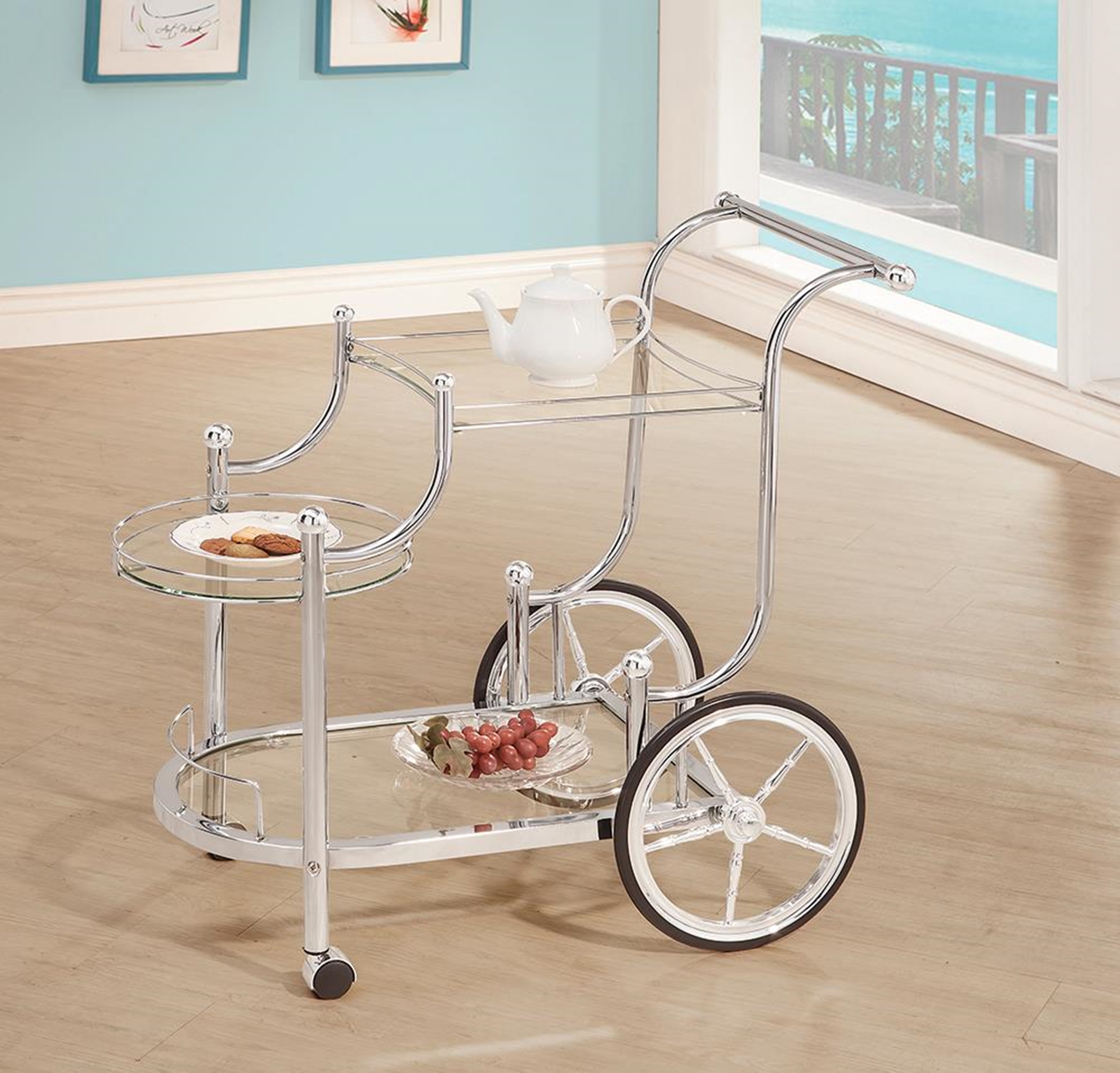 Traditional Chrome Serving Cart - Click Image to Close