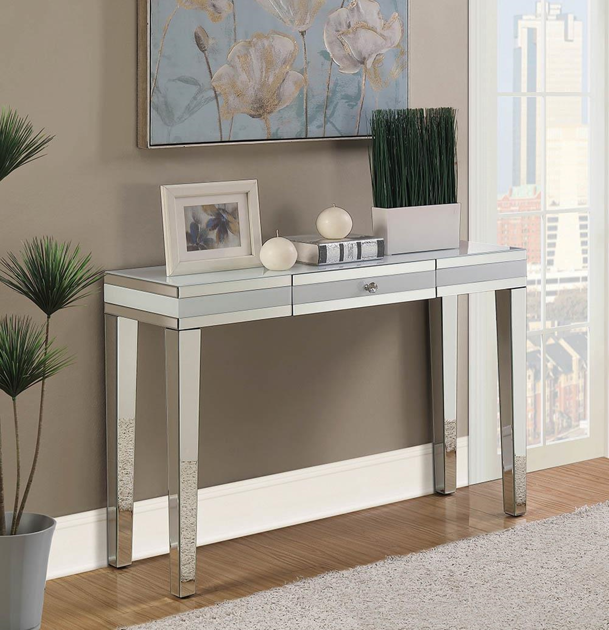 Contemporary Mirrored Console Table - Click Image to Close