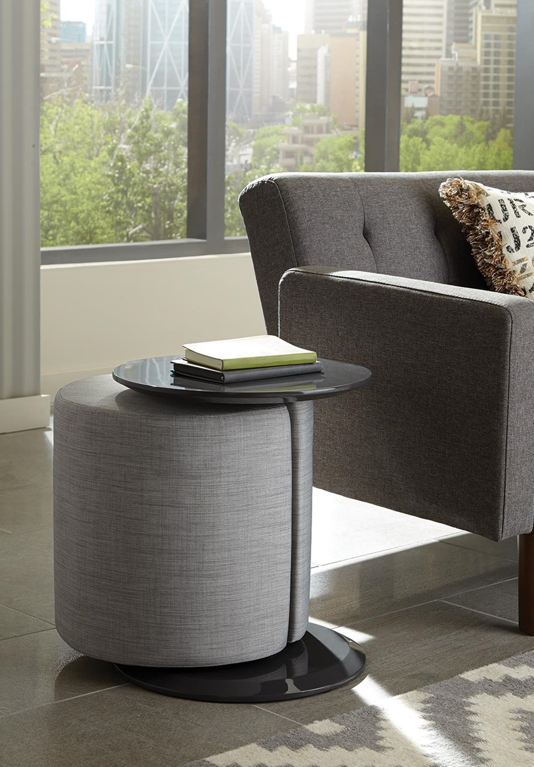 Transitional Grey Accent Table and Ottoman - Click Image to Close