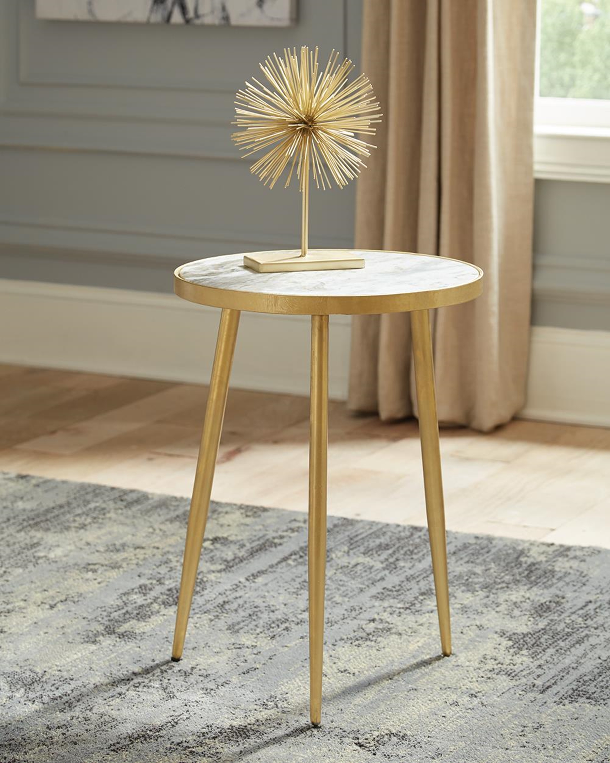 Modern Marble and Gold Accent Table - Click Image to Close